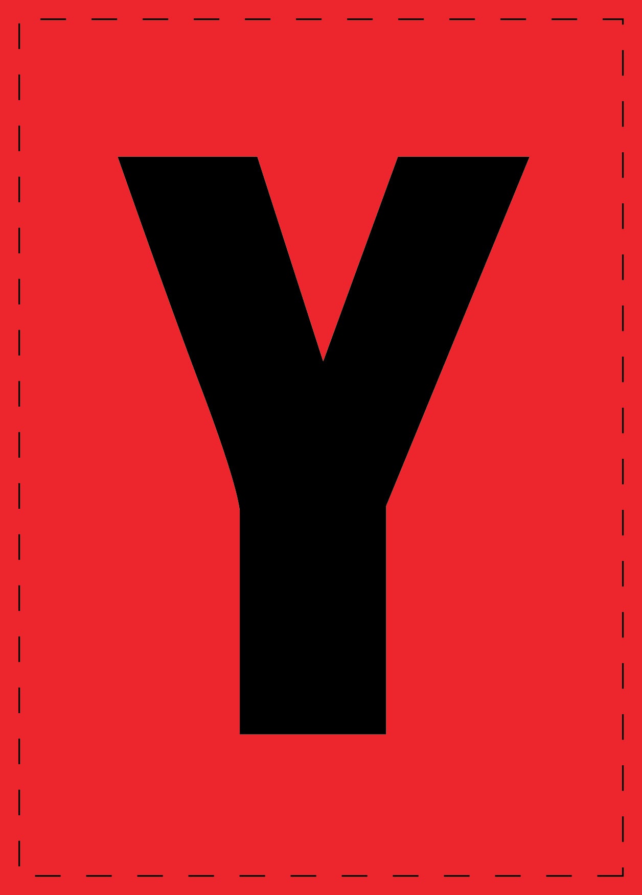 Buchstabe Y Klebebuchstaben und Zahlenaufkleber schwarze Schrift roter Hintergrund ES-BGPVC-Y
