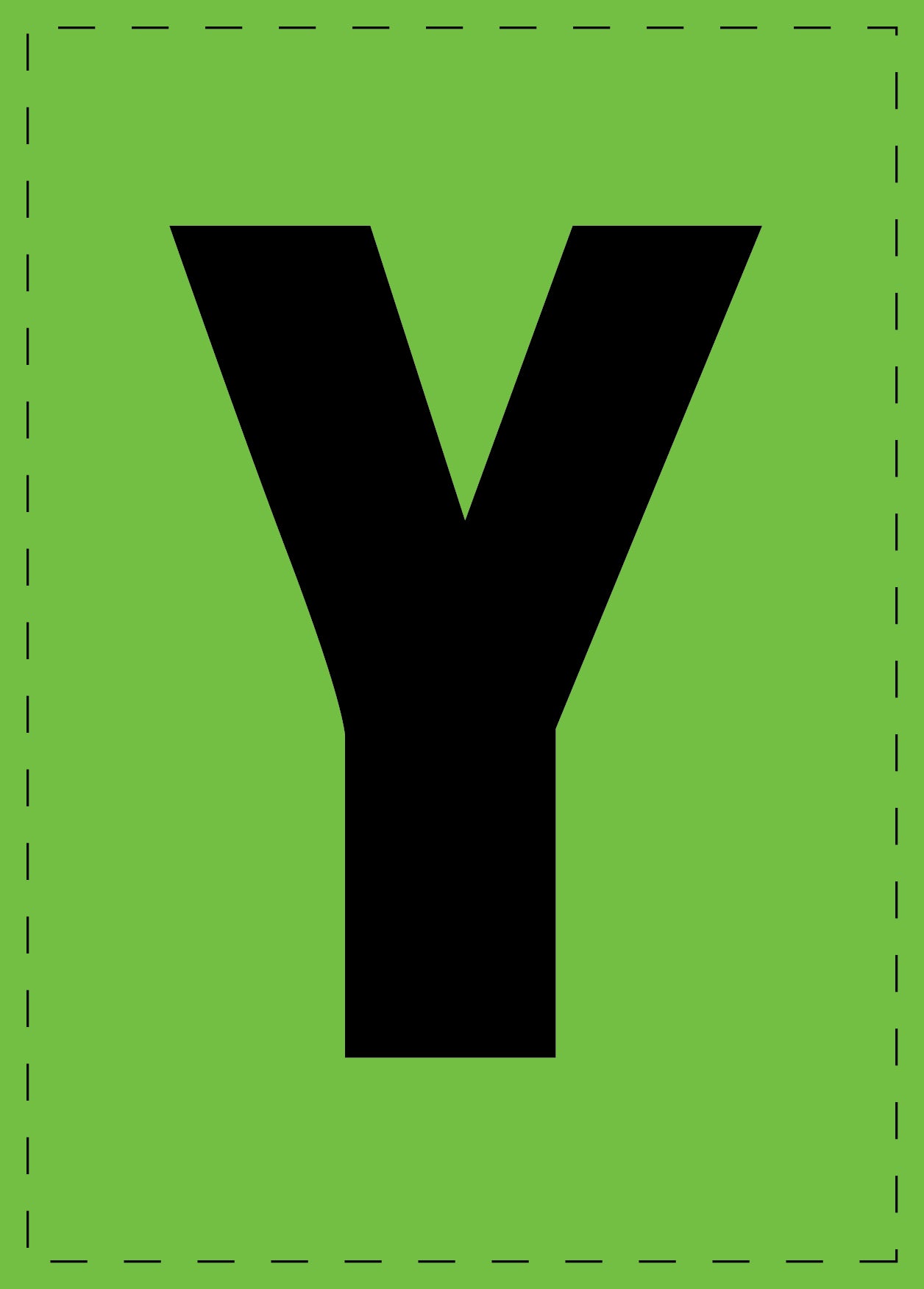 Buchstabe "Y" Klebebuchstaben und Zahlenaufkleber schwarze Schrift grüner Hintergrund ES-BGPVC-Y