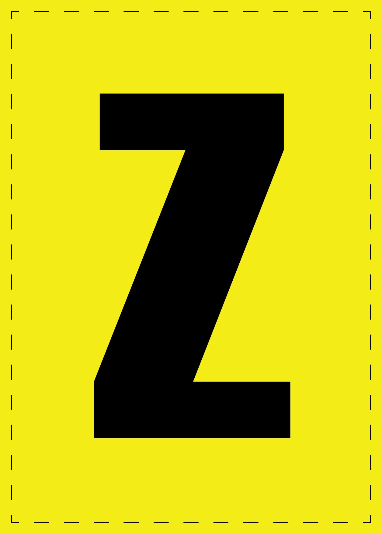 Buchstabe Z Klebebuchstaben und Zahlenaufkleber schwarze Schrift gelber Hintergrund ES-BGPVC-Z-3