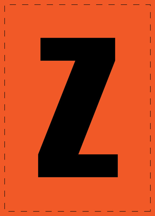 Klebebuchstaben "Z" und Zahlenaufkleber schwarze Schrift orange Hintergrund  ES-BGPVC-Z