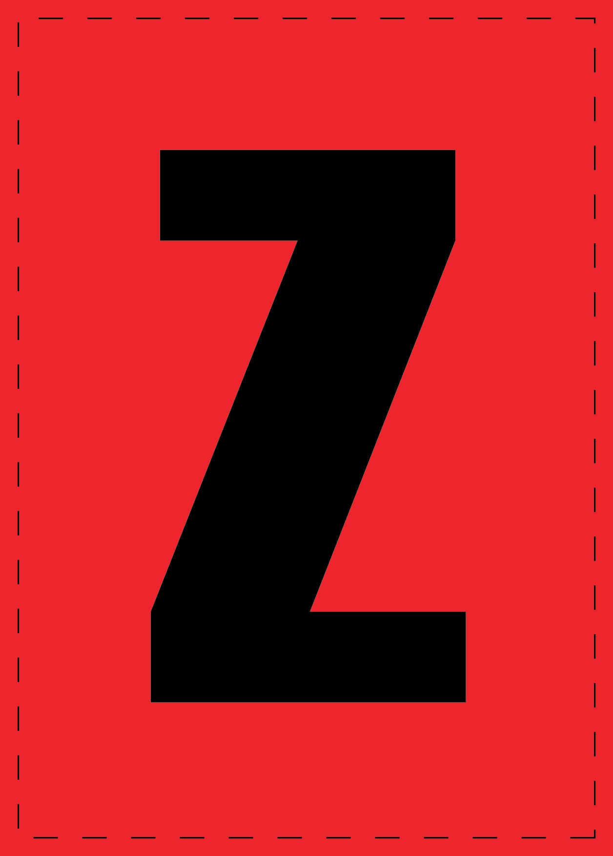 Buchstabe Z Klebebuchstaben und Zahlenaufkleber schwarze Schrift roter Hintergrund ES-BGPVC-Z