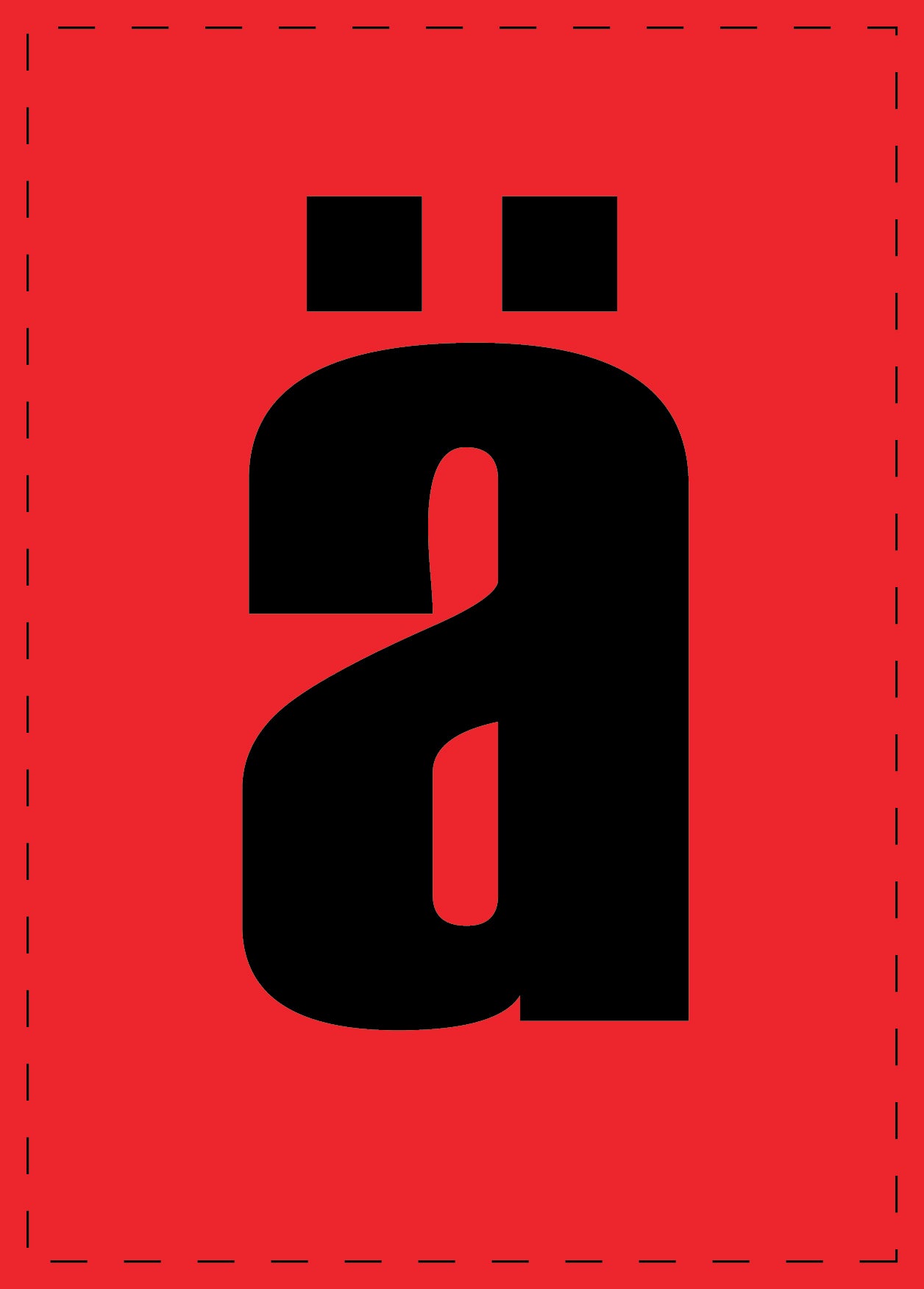 Buchstabe ä Klebebuchstaben und Zahlenaufkleber schwarze Schrift roter Hintergrund ES-BKPVC-AE