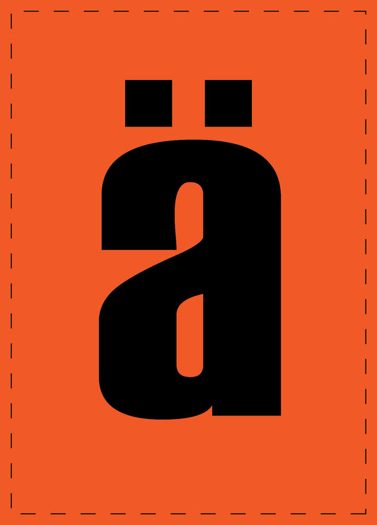 Klebebuchstaben "ä" und Zahlenaufkleber schwarze Schrift orange Hintergrund  ES-BKPVC-AE