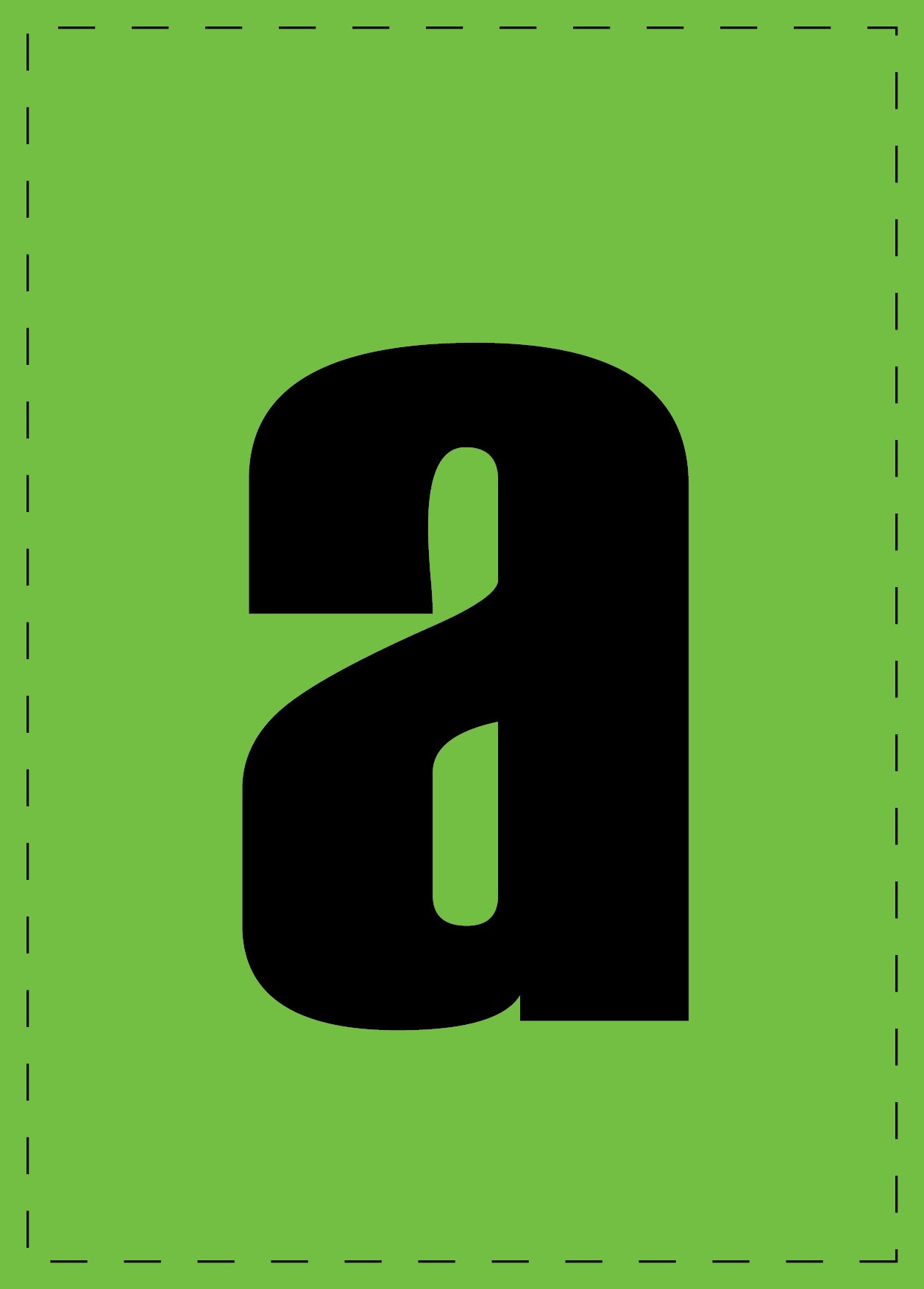 Buchstabe "a" Klebebuchstaben und Zahlenaufkleber schwarze Schrift grüner Hintergrund ES-BKPVC-A