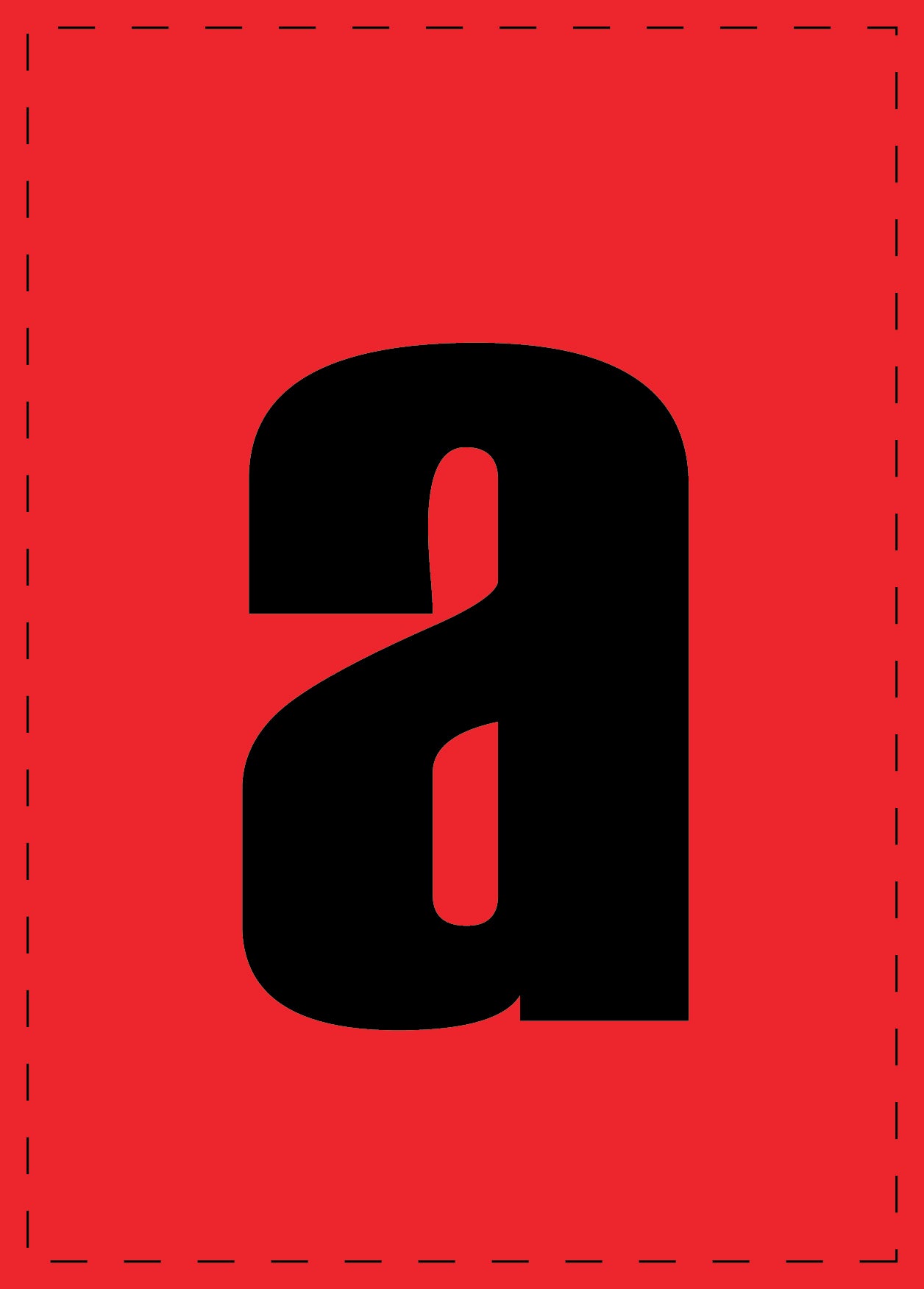 Buchstabe a Klebebuchstaben und Zahlenaufkleber schwarze Schrift roter Hintergrund ES-BKPVC-A