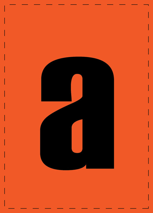 Klebebuchstaben "a" und Zahlenaufkleber schwarze Schrift orange Hintergrund  ES-BKPVC-A