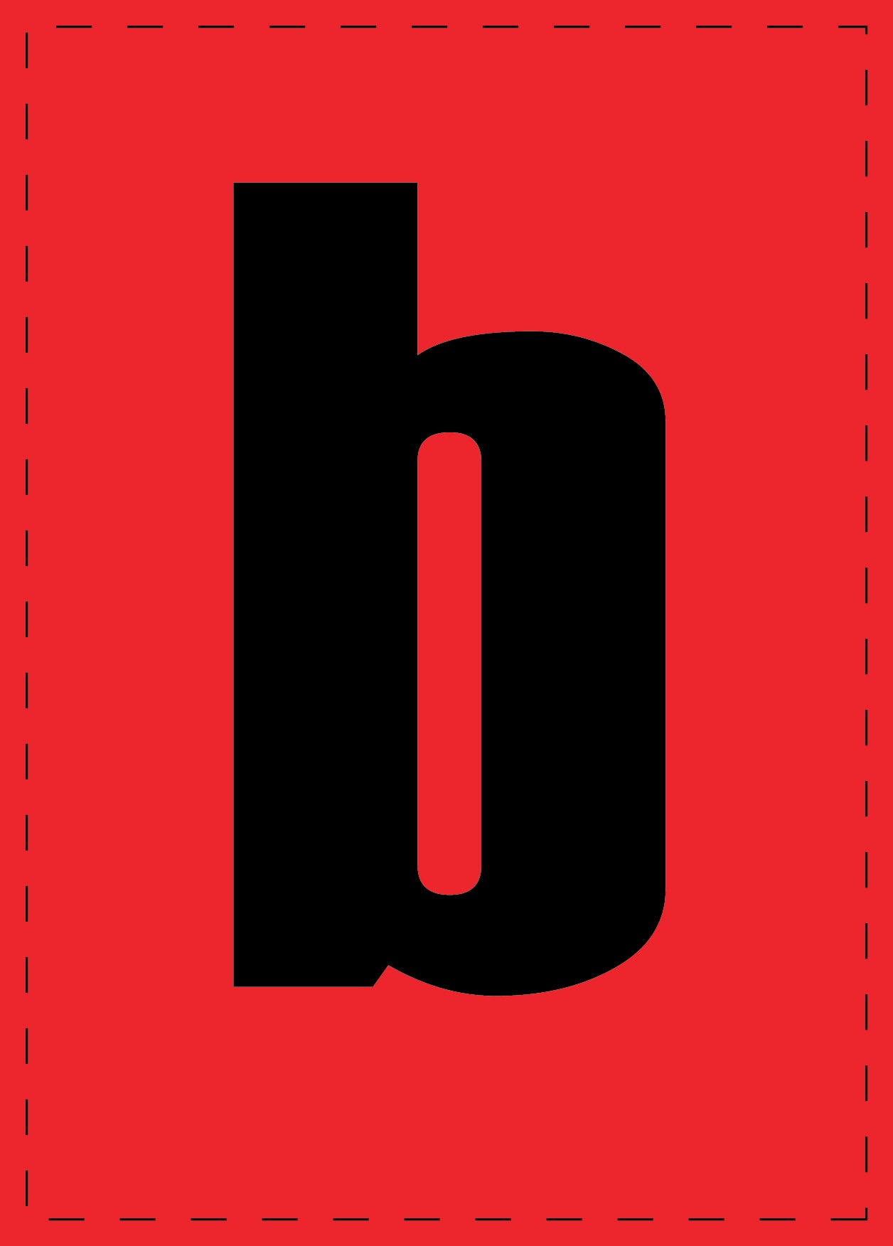Buchstabe b Klebebuchstaben und Zahlenaufkleber schwarze Schrift roter Hintergrund ES-BKPVC-B