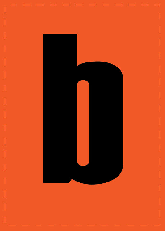 Klebebuchstaben "b" und Zahlenaufkleber schwarze Schrift orange Hintergrund  ES-BKPVC-B