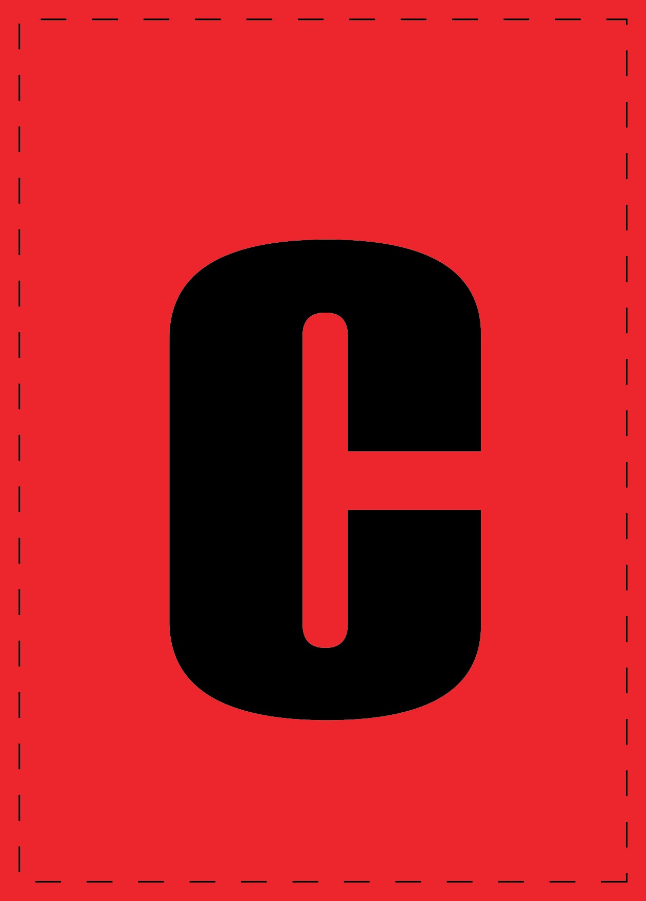 Buchstabe c Klebebuchstaben und Zahlenaufkleber schwarze Schrift roter Hintergrund ES-BKPVC-C