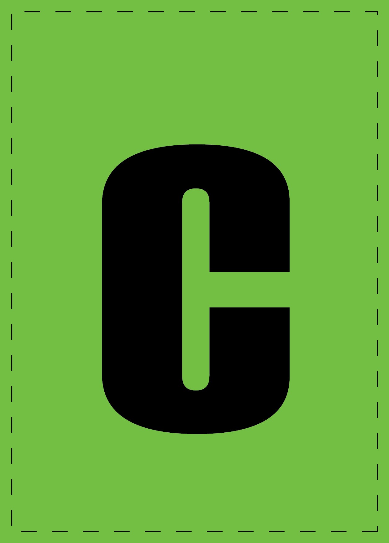 Buchstabe "c" Klebebuchstaben und Zahlenaufkleber schwarze Schrift grüner Hintergrund ES-BKPVC-C
