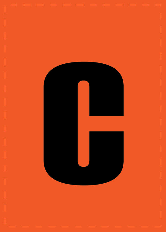 Klebebuchstaben "c" und Zahlenaufkleber schwarze Schrift orange Hintergrund  ES-BKPVC-C