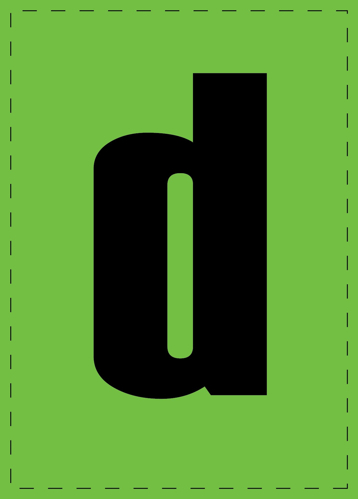 Buchstabe "d" Klebebuchstaben und Zahlenaufkleber schwarze Schrift grüner Hintergrund ES-BKPVC-D