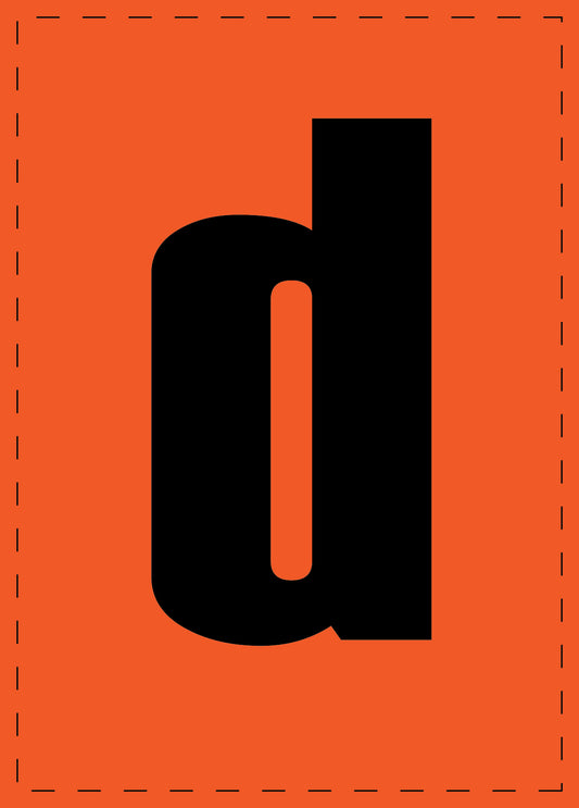 Klebebuchstaben "d" und Zahlenaufkleber schwarze Schrift orange Hintergrund  ES-BKPVC-D