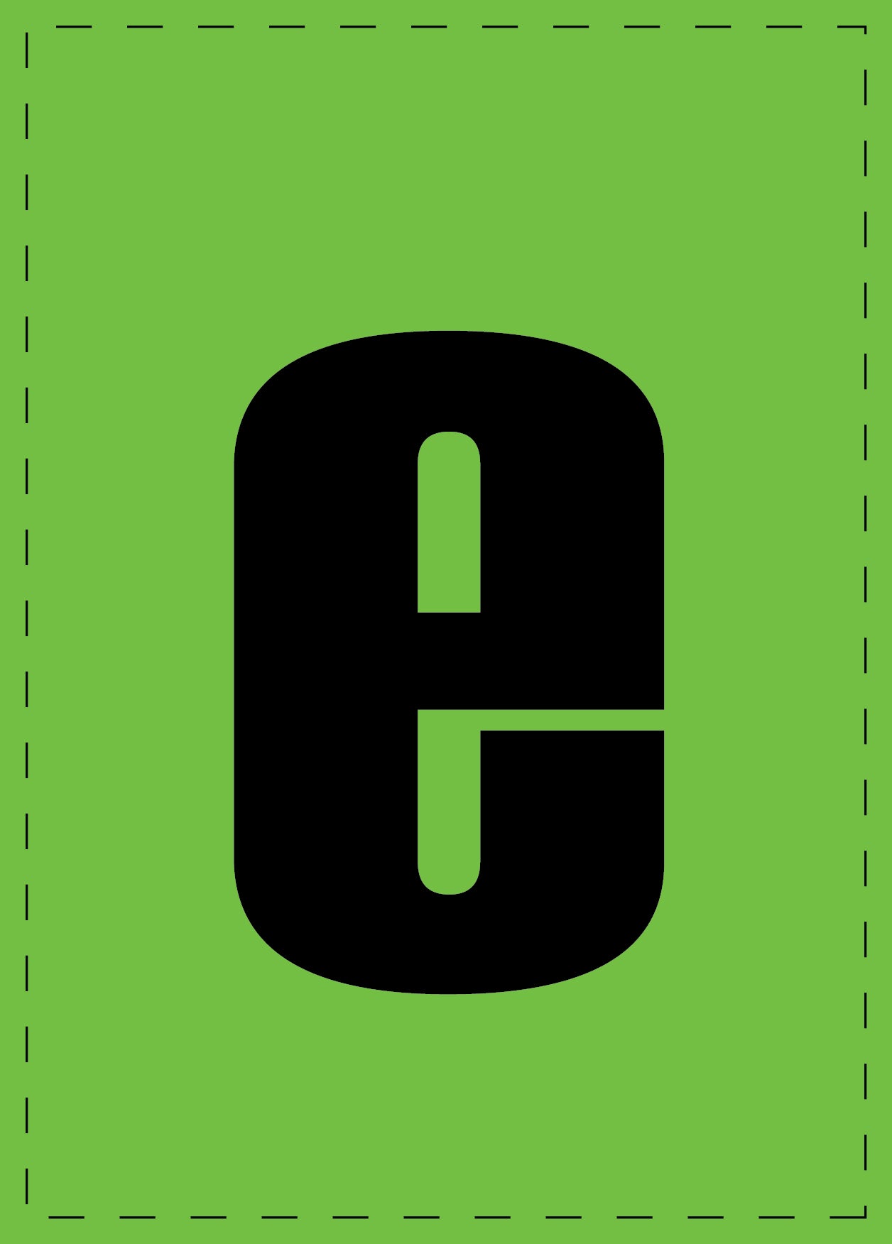 Buchstabe "E" Klebebuchstaben und Zahlenaufkleber schwarze Schrift grüner Hintergrund ES-BKPVC-E