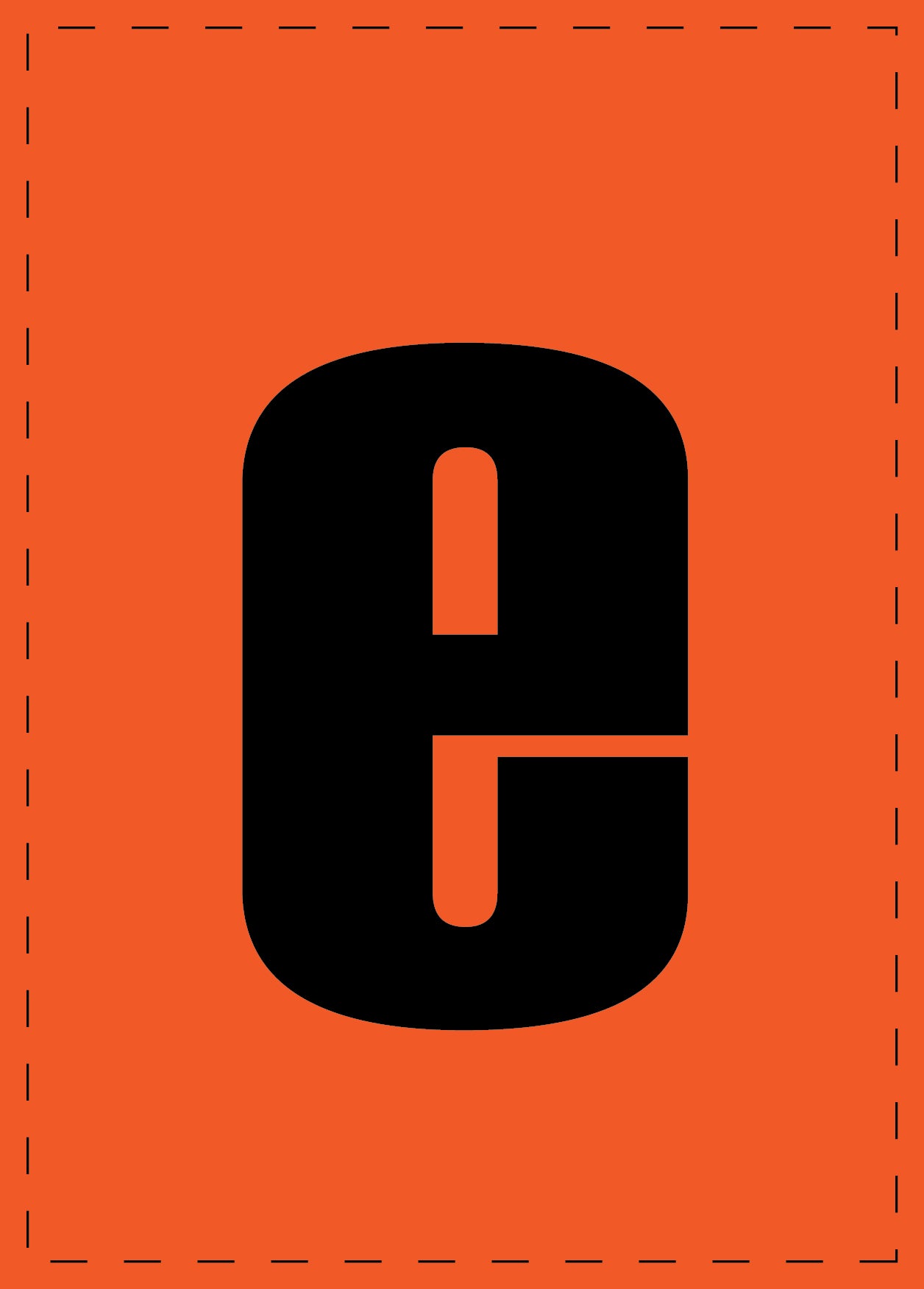 Klebebuchstaben "e" und Zahlenaufkleber schwarze Schrift orange Hintergrund ES-BKPVC-E