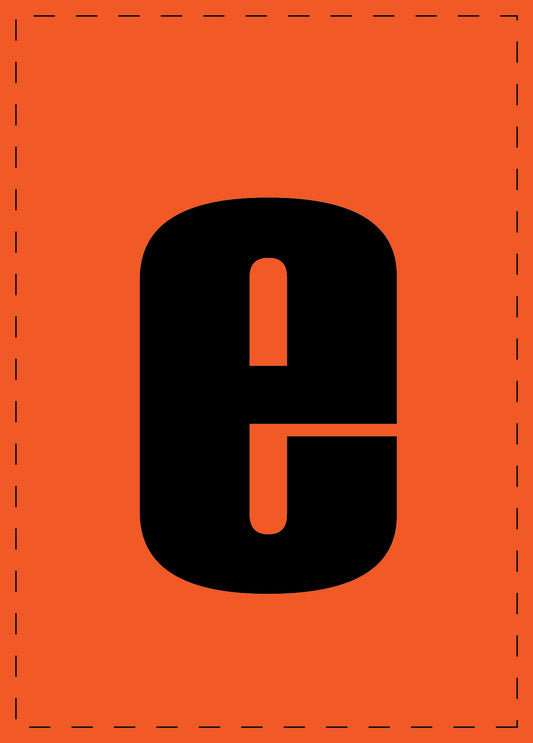 Klebebuchstaben "e" und Zahlenaufkleber schwarze Schrift orange Hintergrund  ES-BKPVC-E