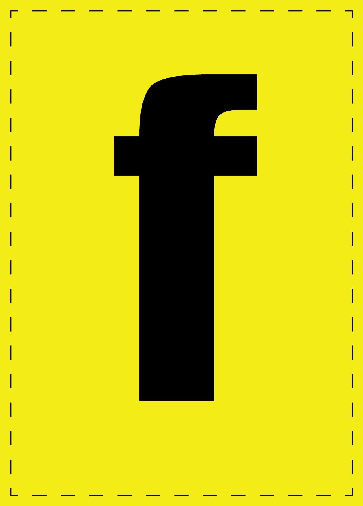 Buchstabe f Klebebuchstaben und Zahlenaufkleber schwarze Schrift gelber Hintergrund ES-BGPVC-f-3