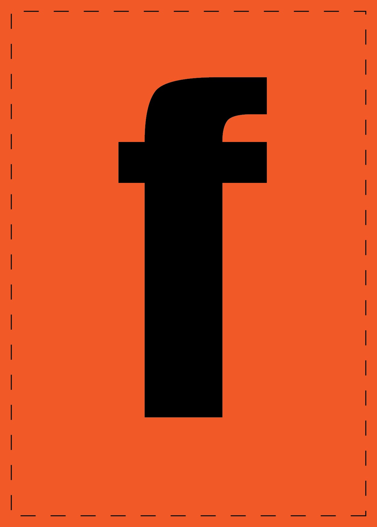 Klebebuchstaben "f" und Zahlenaufkleber schwarze Schrift orange Hintergrund ES-BKPVC-F