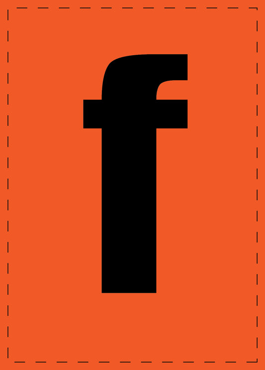 Klebebuchstaben "f" und Zahlenaufkleber schwarze Schrift orange Hintergrund  ES-BKPVC-F