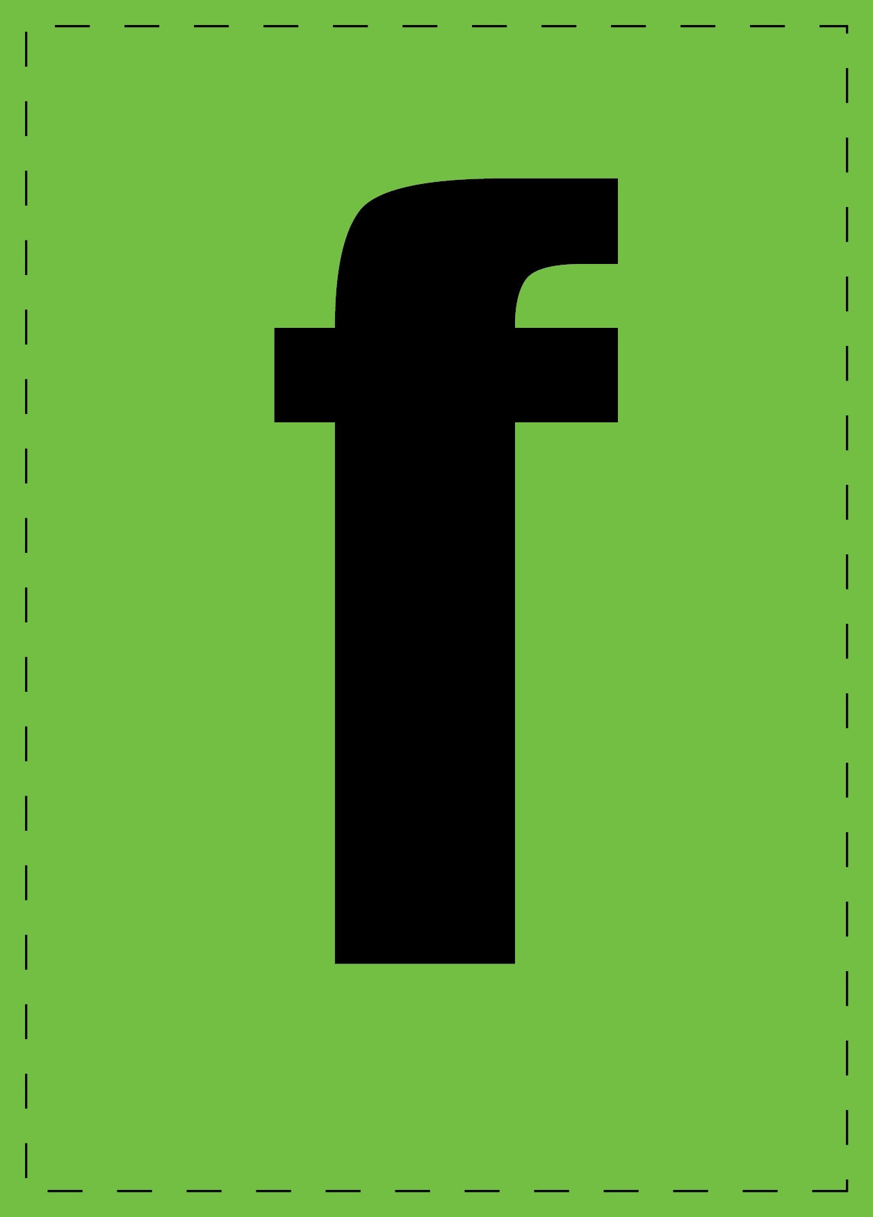 Buchstabe "f" Klebebuchstaben und Zahlenaufkleber schwarze Schrift grüner Hintergrund ES-BKPVC-F