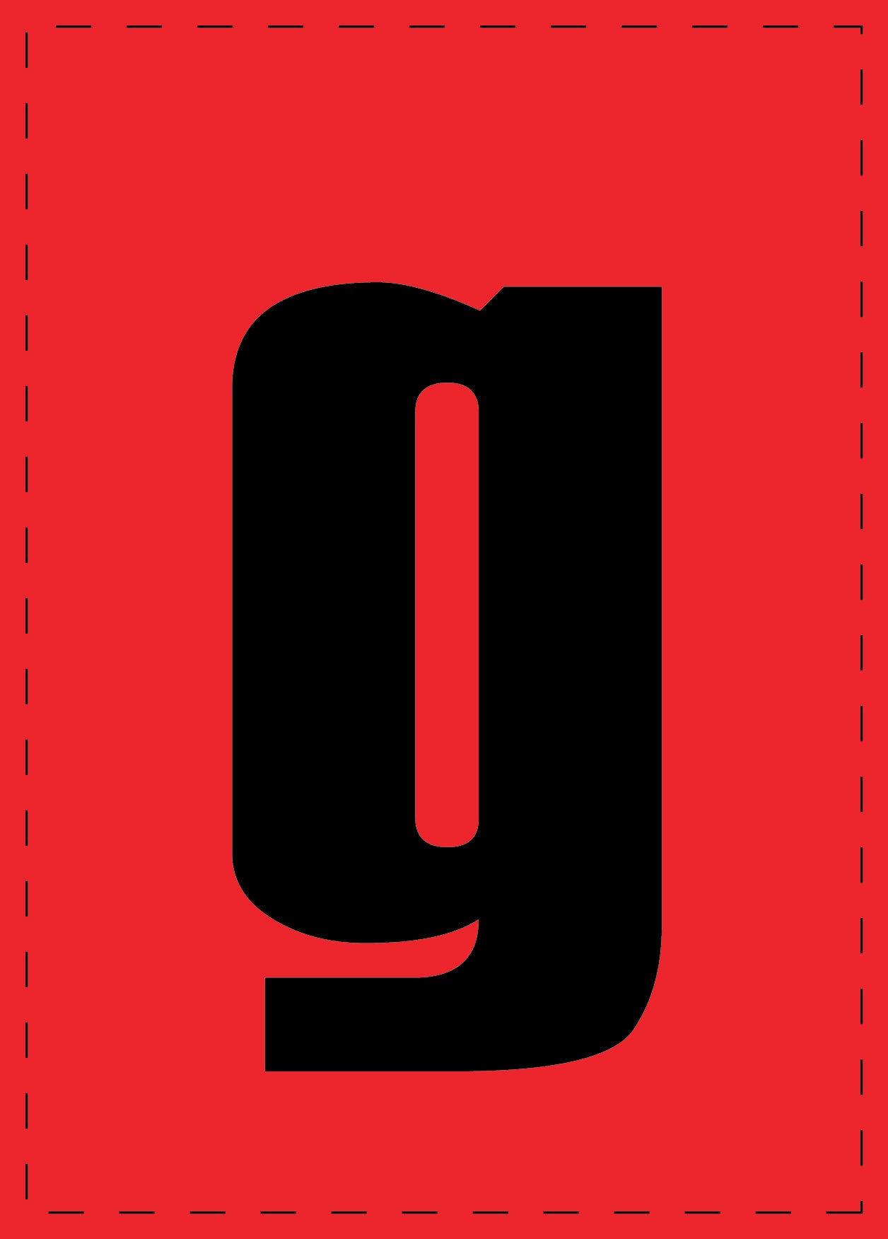 Buchstabe g Klebebuchstaben und Zahlenaufkleber schwarze Schrift roter Hintergrund ES-BKPVC-G