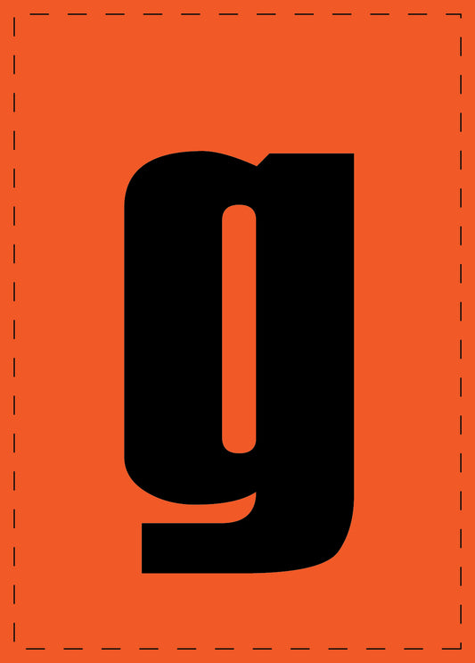 Klebebuchstaben "g" und Zahlenaufkleber schwarze Schrift orange Hintergrund  ES-BKPVC-G