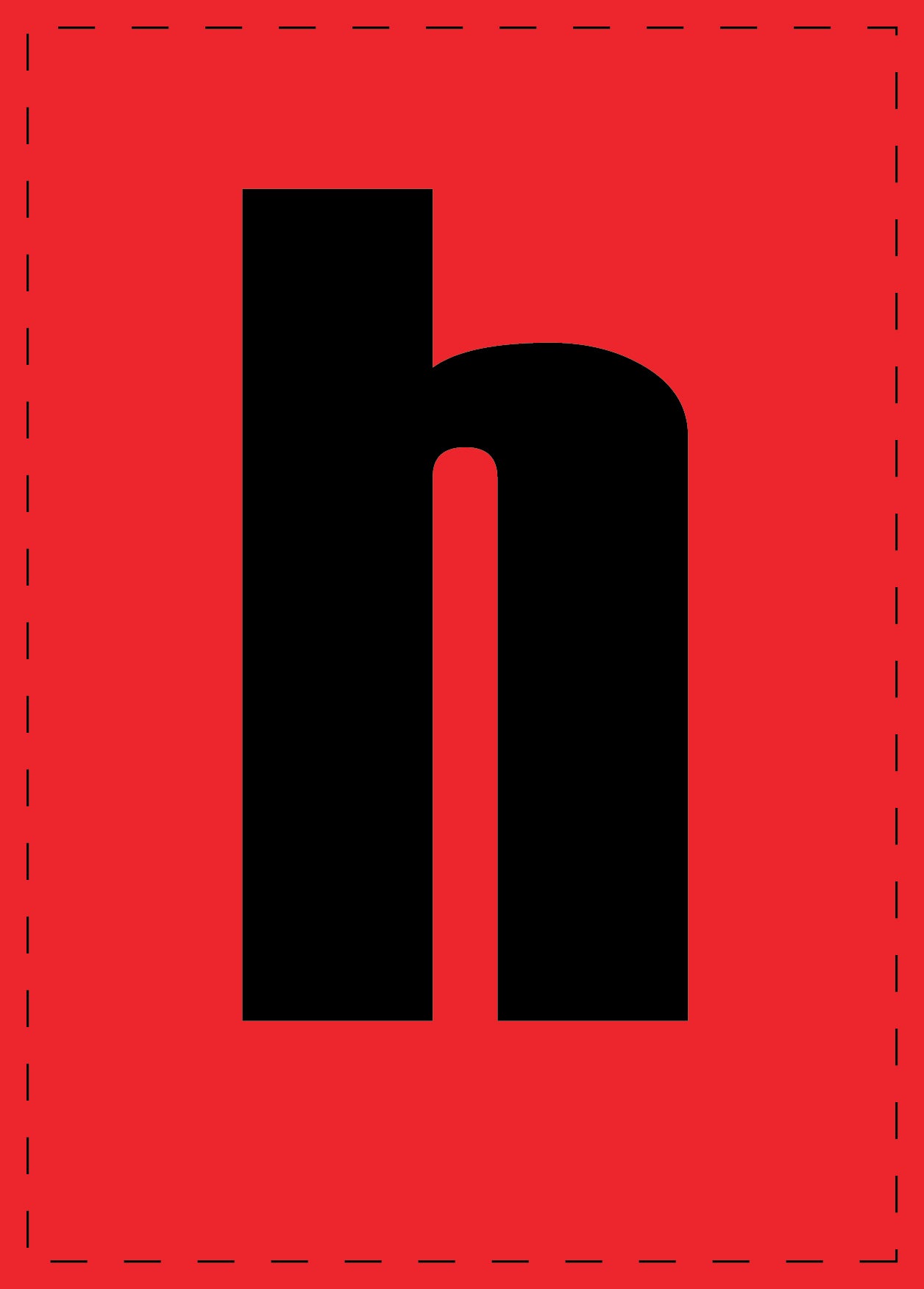 Buchstabe h Klebebuchstaben und Zahlenaufkleber schwarze Schrift roter Hintergrund ES-BKPVC-H