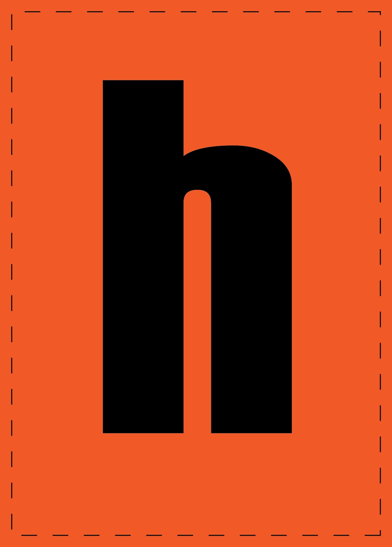 Klebebuchstaben "h" und Zahlenaufkleber schwarze Schrift orange Hintergrund ES-BKPVC-H