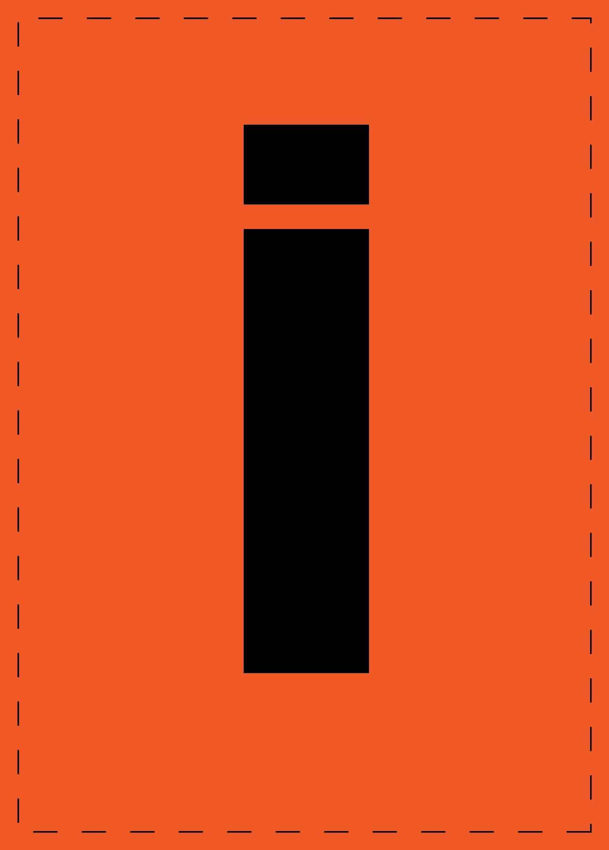 Klebebuchstaben "i" und Zahlenaufkleber schwarze Schrift orange Hintergrund ES-BKPVC-I