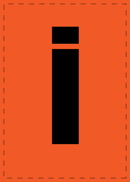 Klebebuchstaben "i" und Zahlenaufkleber schwarze Schrift orange Hintergrund  ES-BKPVC-I