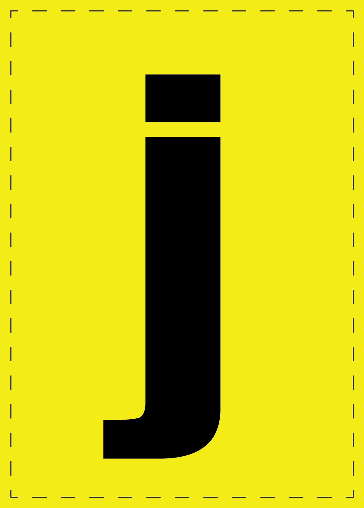 Buchstabe j Klebebuchstaben und Zahlenaufkleber schwarze Schrift gelber Hintergrund ES-BGPVC-i-3