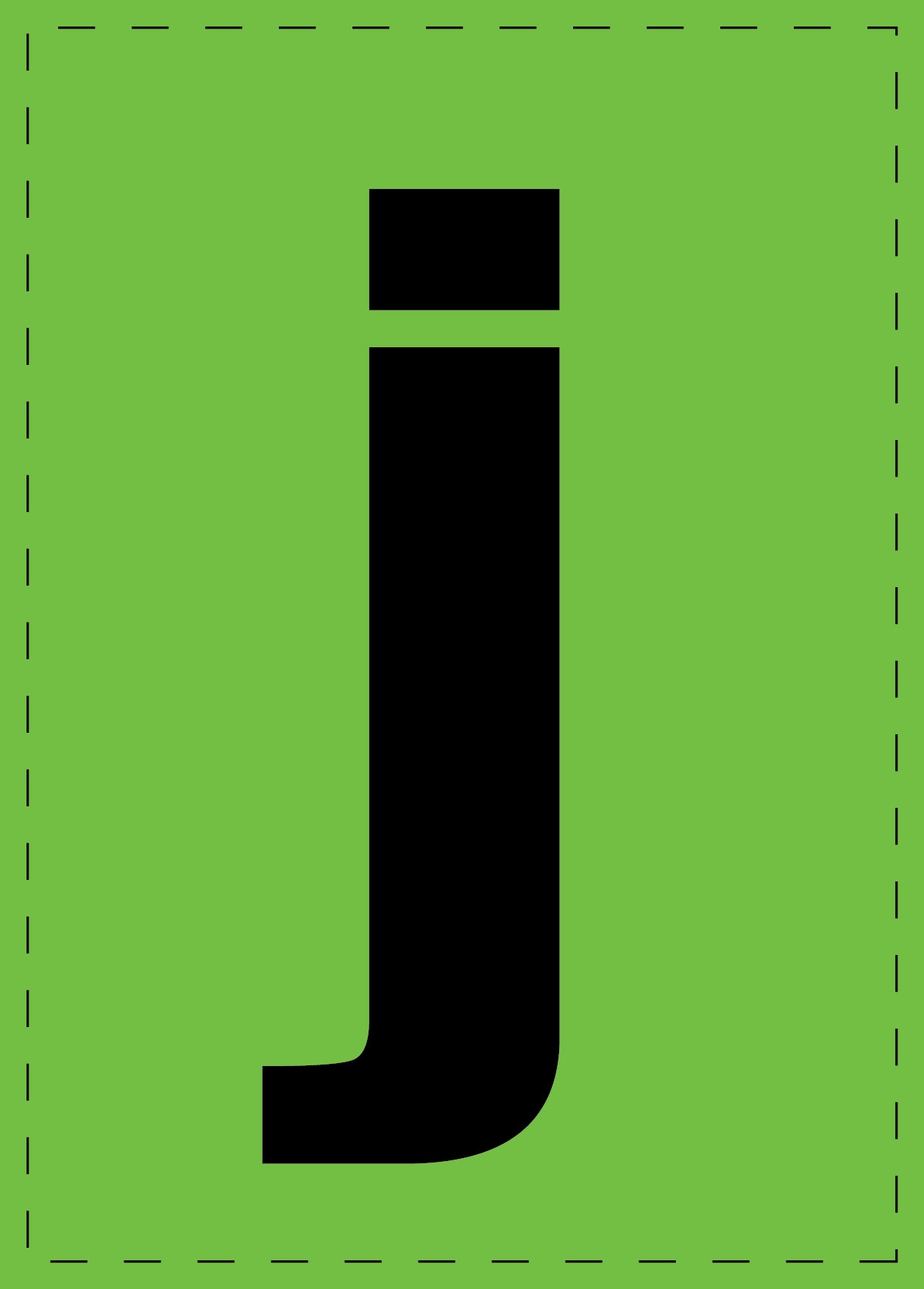 Buchstabe "j" Klebebuchstaben und Zahlenaufkleber schwarze Schrift grüner Hintergrund ES-BKPVC-J