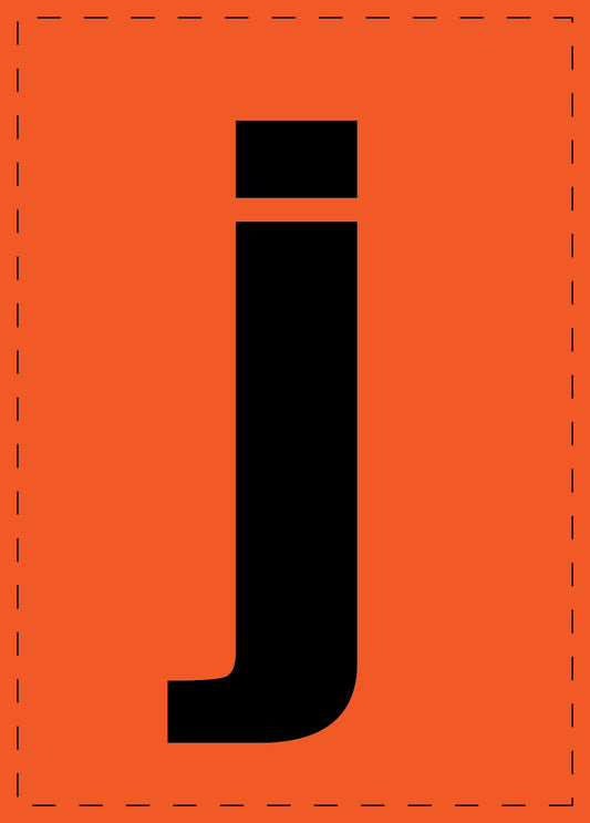 Klebebuchstaben "j" und Zahlenaufkleber schwarze Schrift orange Hintergrund  ES-BKPVC-J