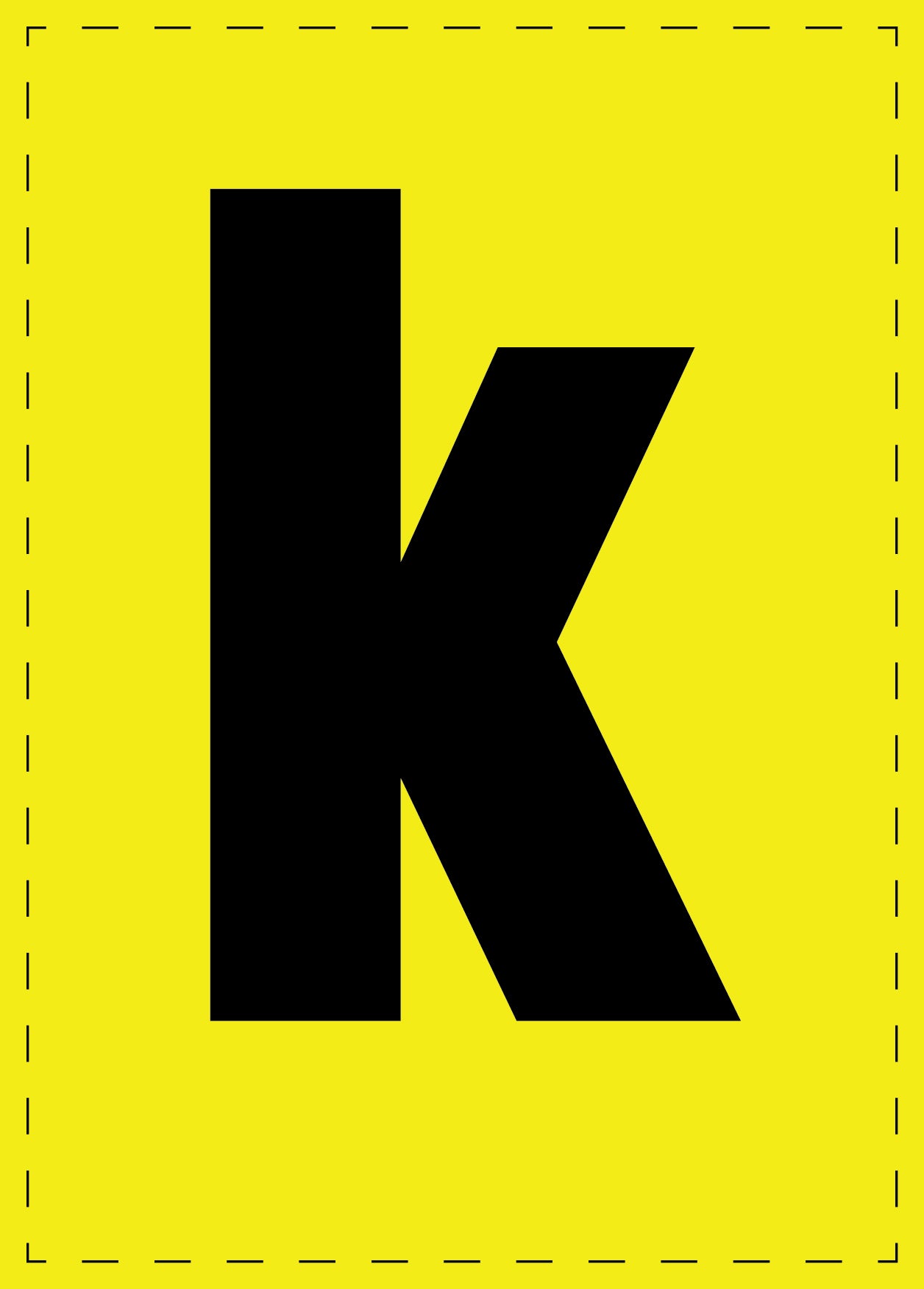 Buchstabe k Klebebuchstaben und Zahlenaufkleber schwarze Schrift gelber Hintergrund ES-BGPVC-k-3