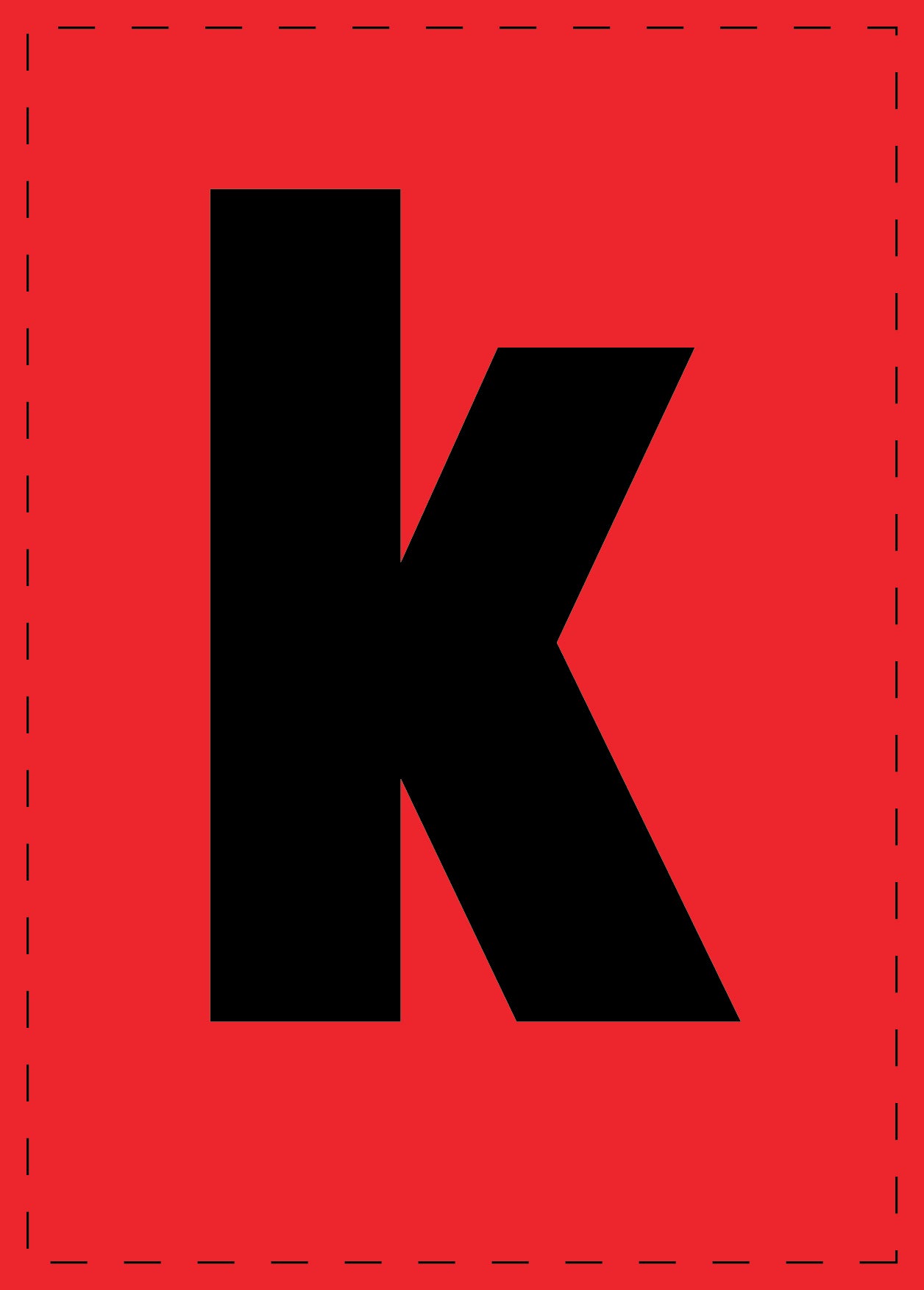 Buchstabe k Klebebuchstaben und Zahlenaufkleber schwarze Schrift roter Hintergrund ES-BKPVC-K