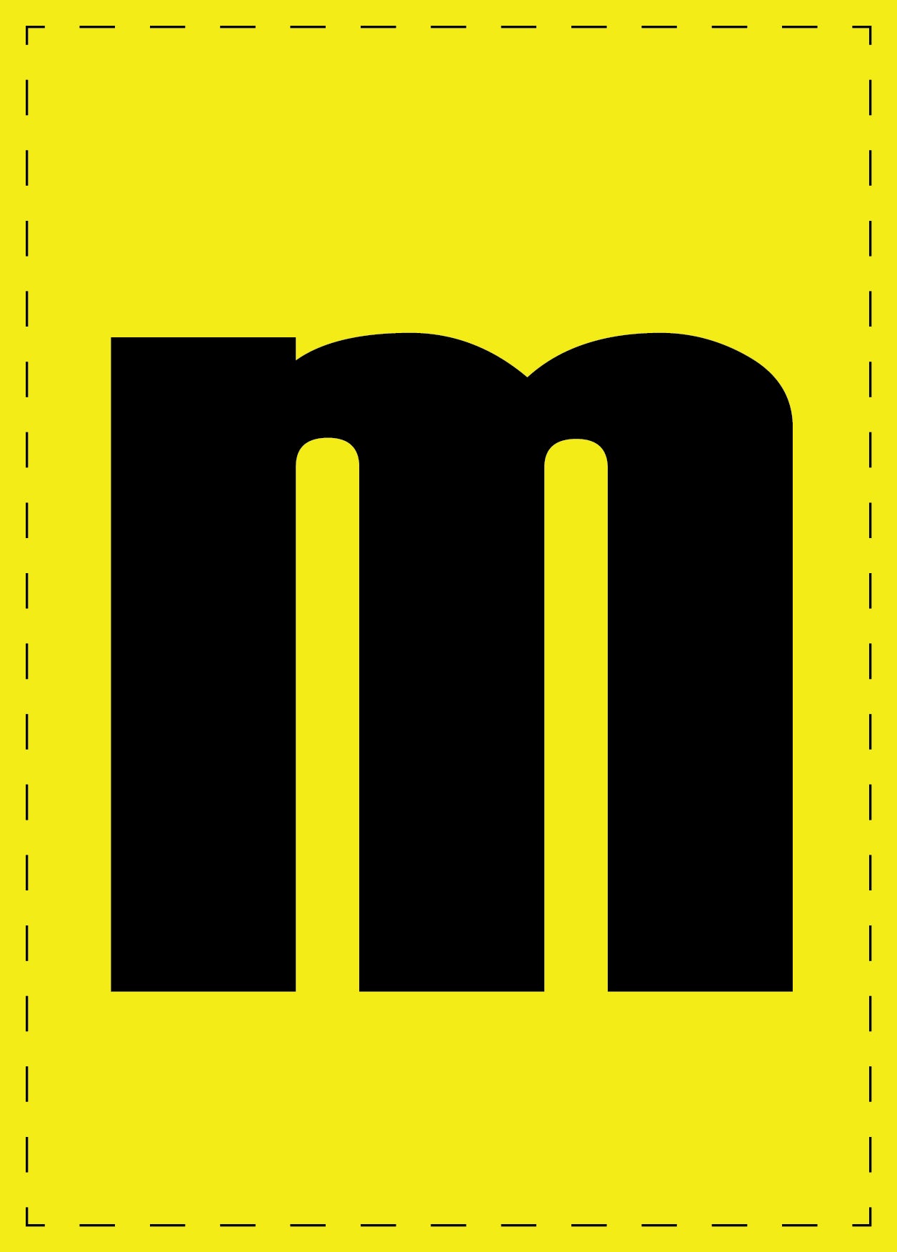 Buchstabe m Klebebuchstaben und Zahlenaufkleber schwarze Schrift gelber Hintergrund ES-BGPVC-m-3