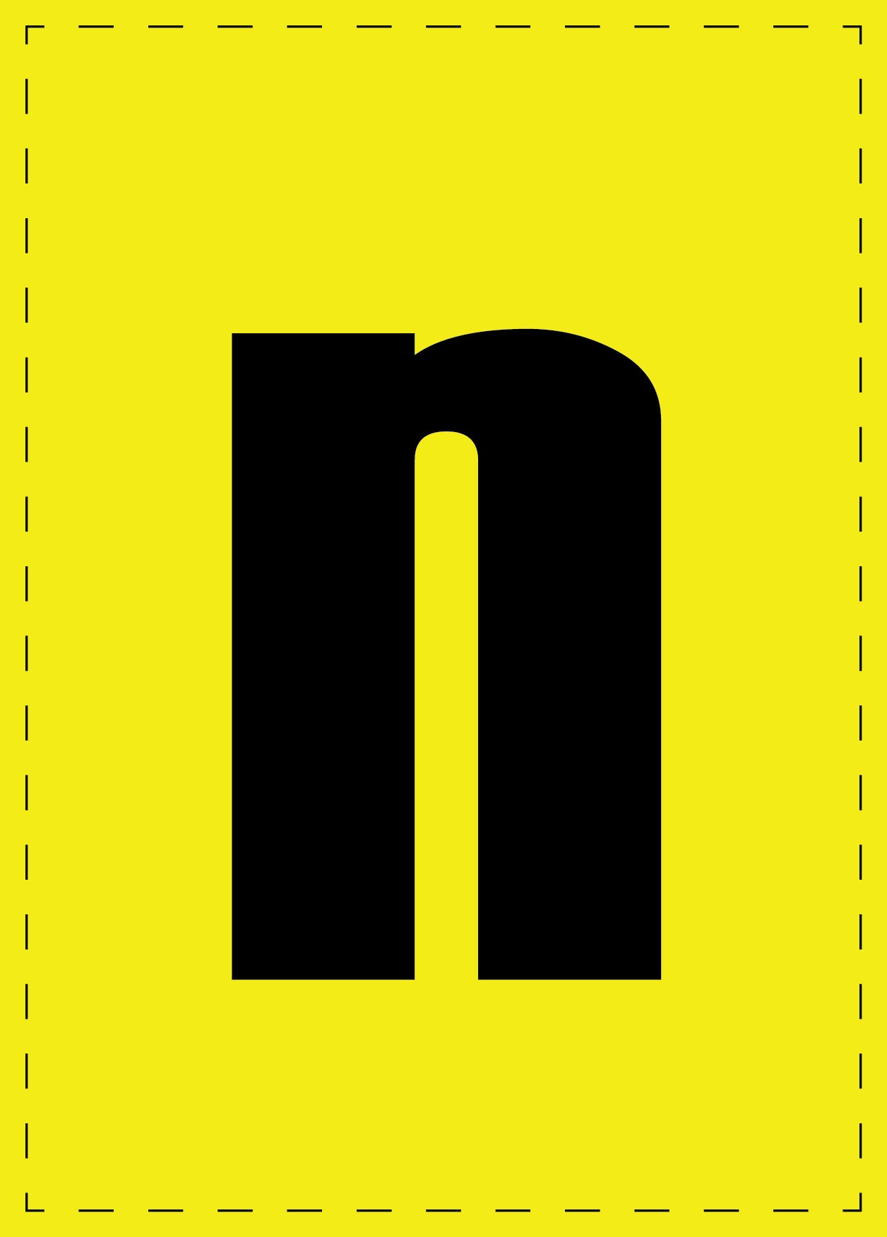 Buchstabe n Klebebuchstaben und Zahlenaufkleber schwarze Schrift gelber Hintergrund ES-BGPVC-n-3