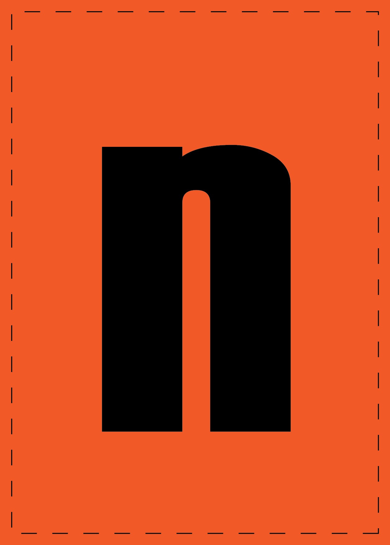 Klebebuchstaben "n" und Zahlenaufkleber schwarze Schrift orange Hintergrund ES-BKPVC-N