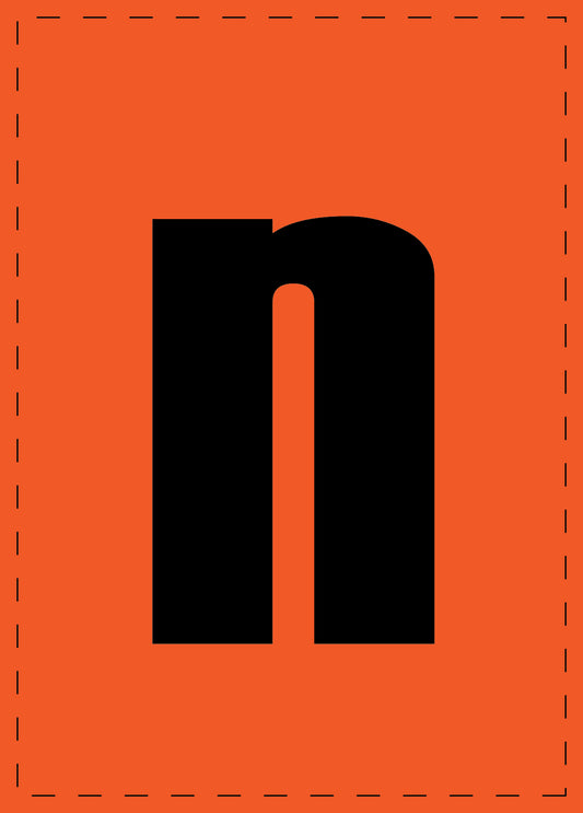 Klebebuchstaben "n" und Zahlenaufkleber schwarze Schrift orange Hintergrund  ES-BKPVC-N