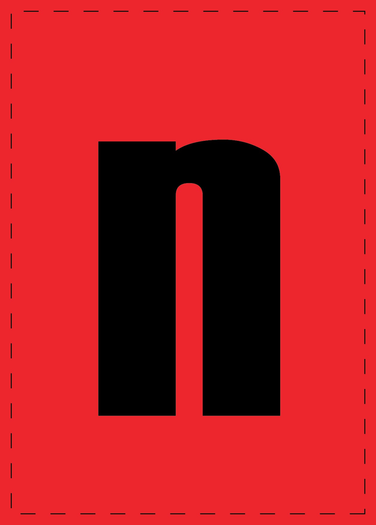 Buchstabe n Klebebuchstaben und Zahlenaufkleber schwarze Schrift roter Hintergrund ES-BKPVC-N