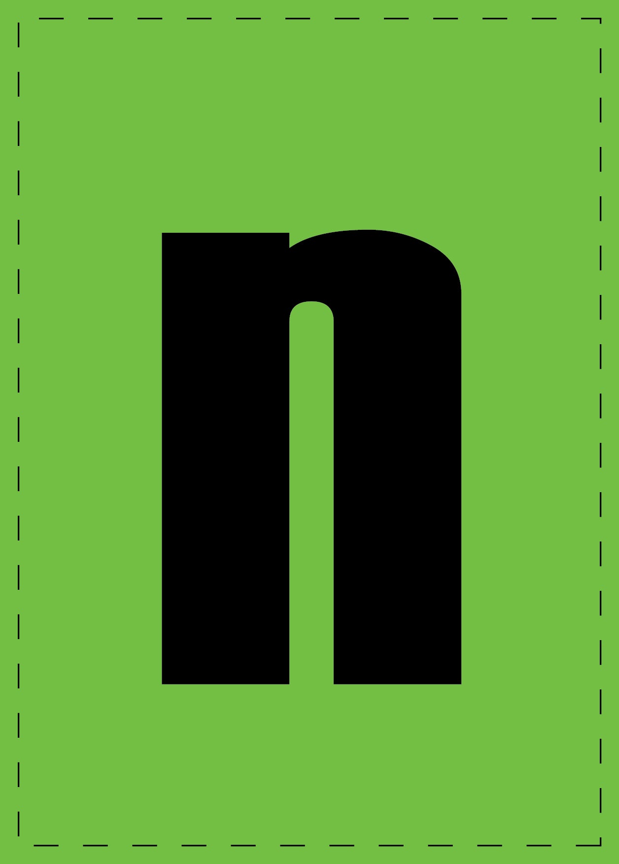 Buchstabe "n" Klebebuchstaben und Zahlenaufkleber schwarze Schrift grüner Hintergrund ES-BKPVC-N