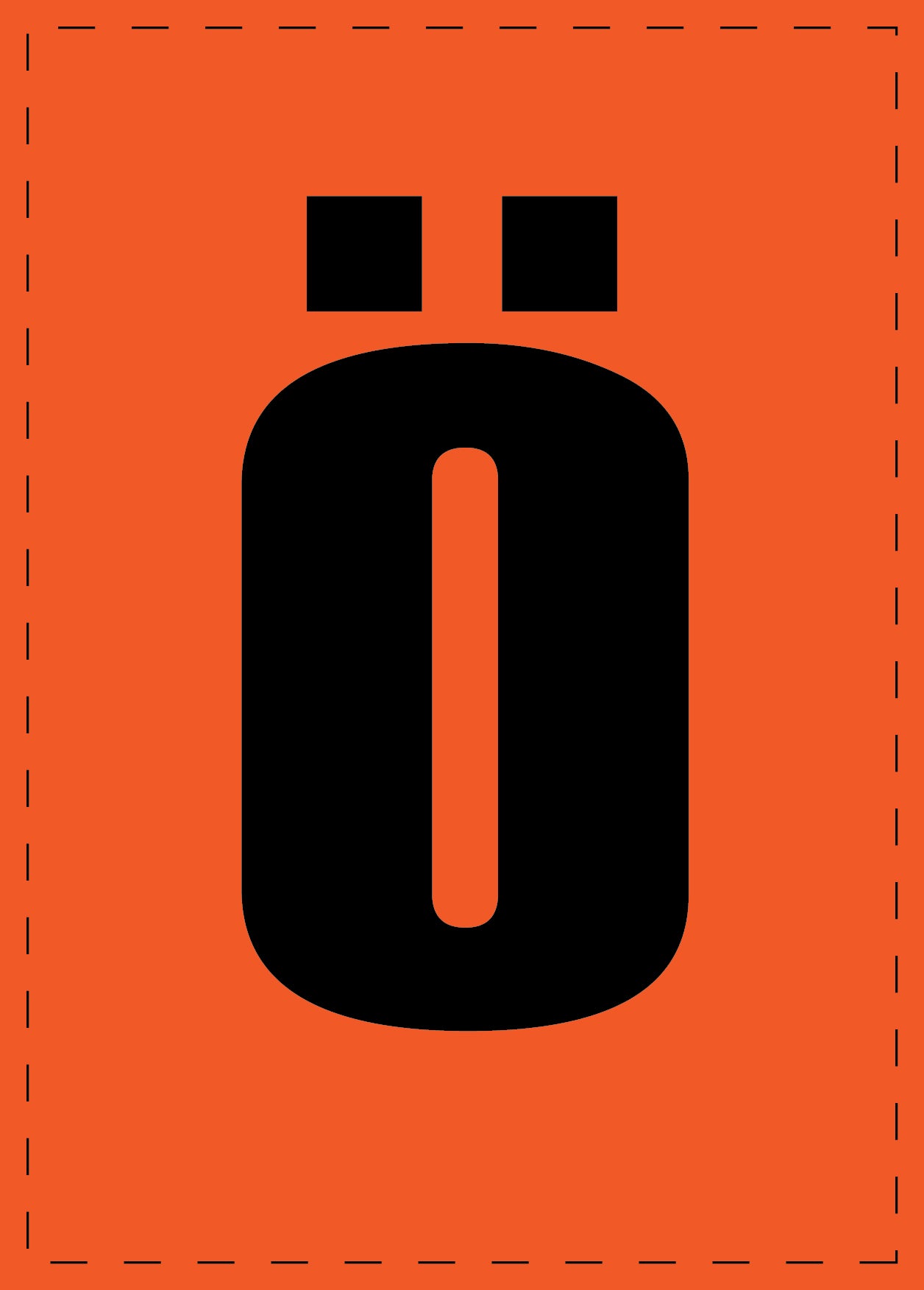 Klebebuchstaben "ö" und Zahlenaufkleber schwarze Schrift orange Hintergrund ES-BKPVC-OE