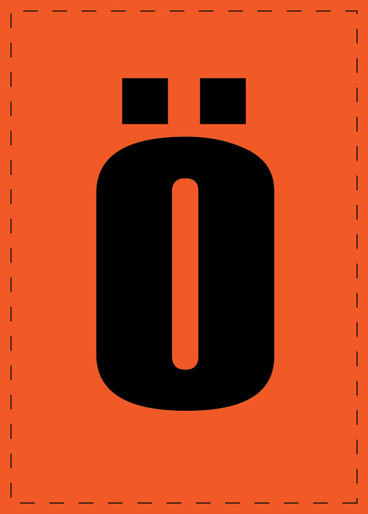 Klebebuchstaben "ö" und Zahlenaufkleber schwarze Schrift orange Hintergrund  ES-BKPVC-OE