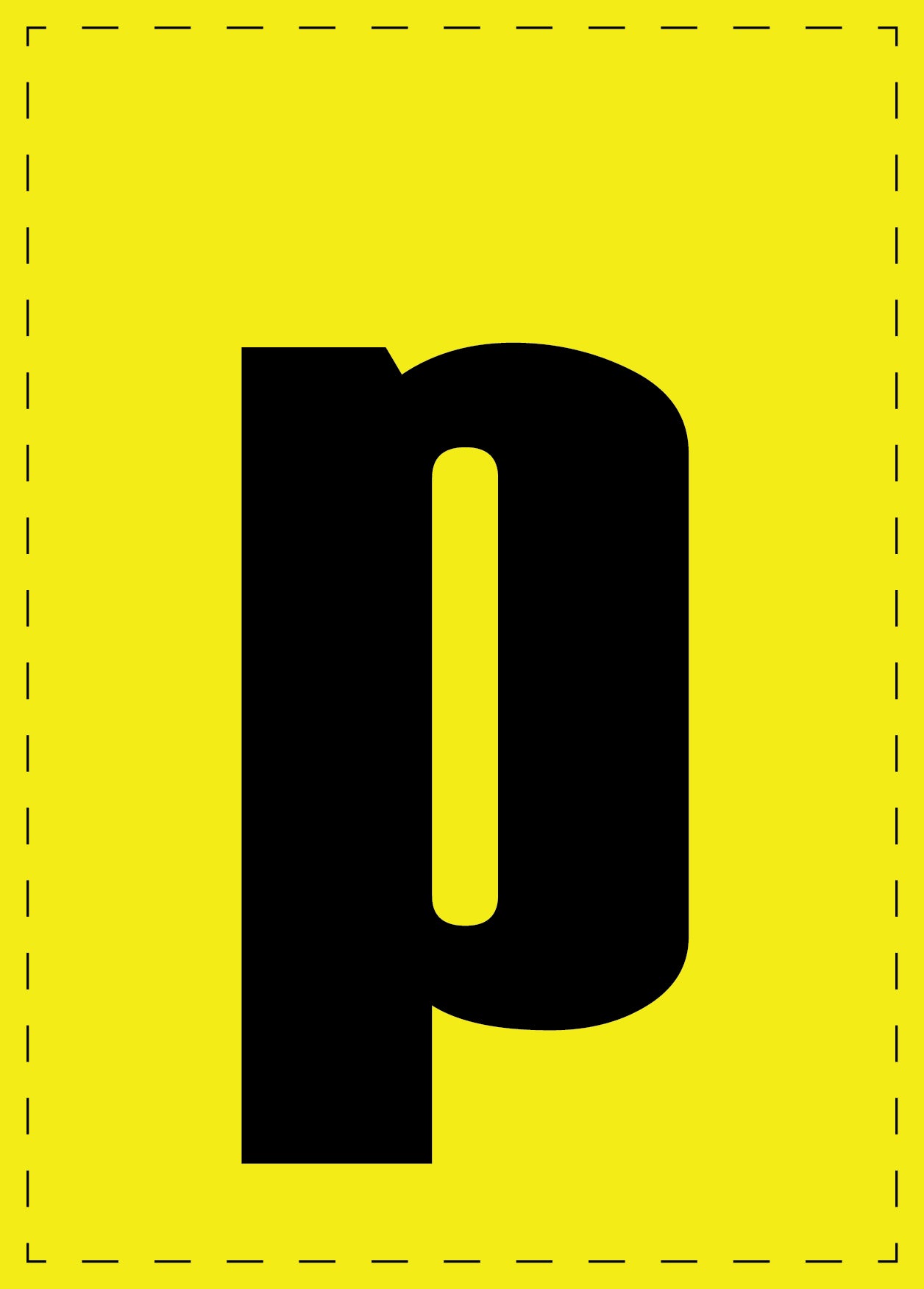 Buchstabe p Klebebuchstaben und Zahlenaufkleber schwarze Schrift gelber Hintergrund ES-BGPVC-p-3
