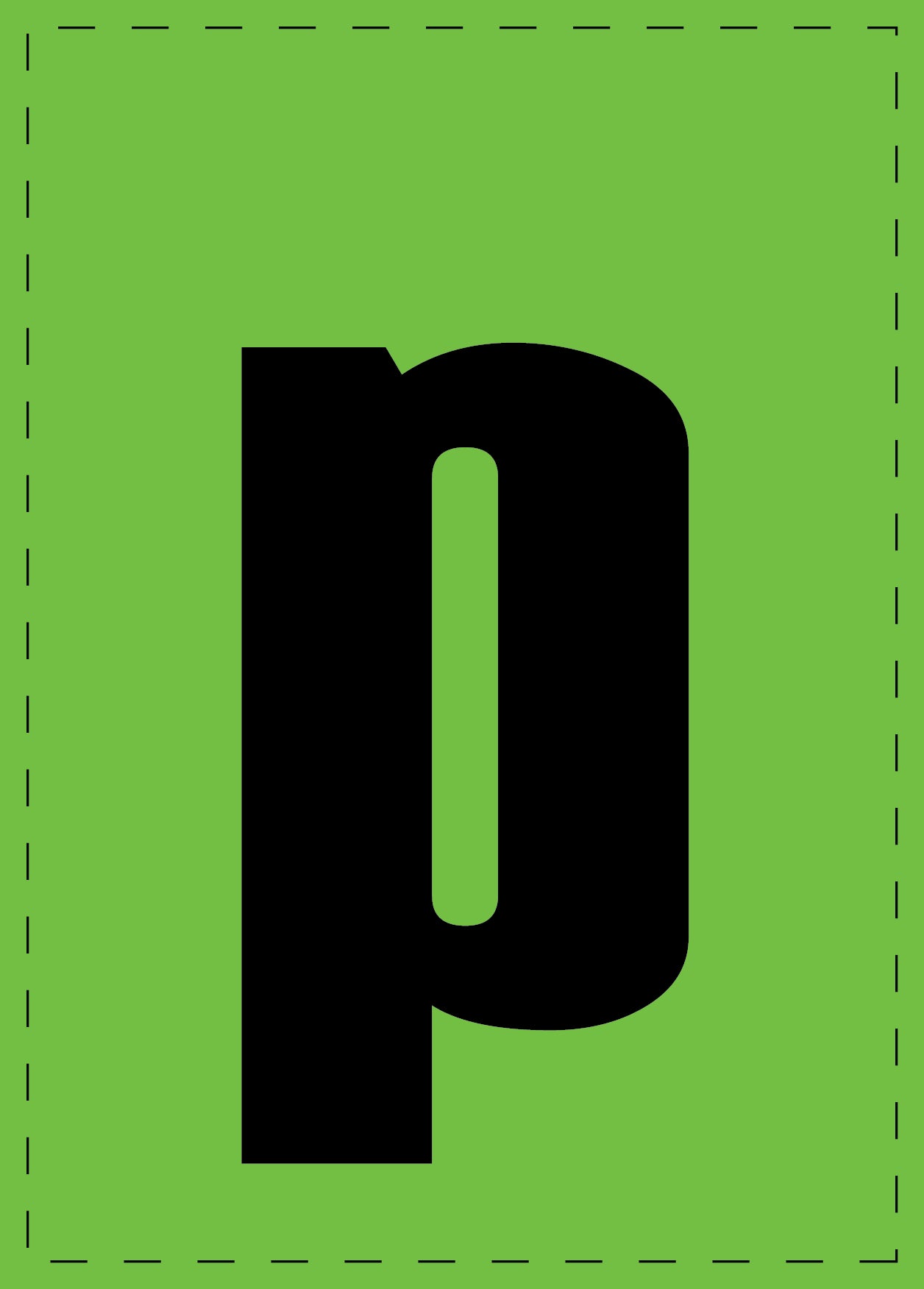Buchstabe "p" Klebebuchstaben und Zahlenaufkleber schwarze Schrift grüner Hintergrund ES-BKPVC-P