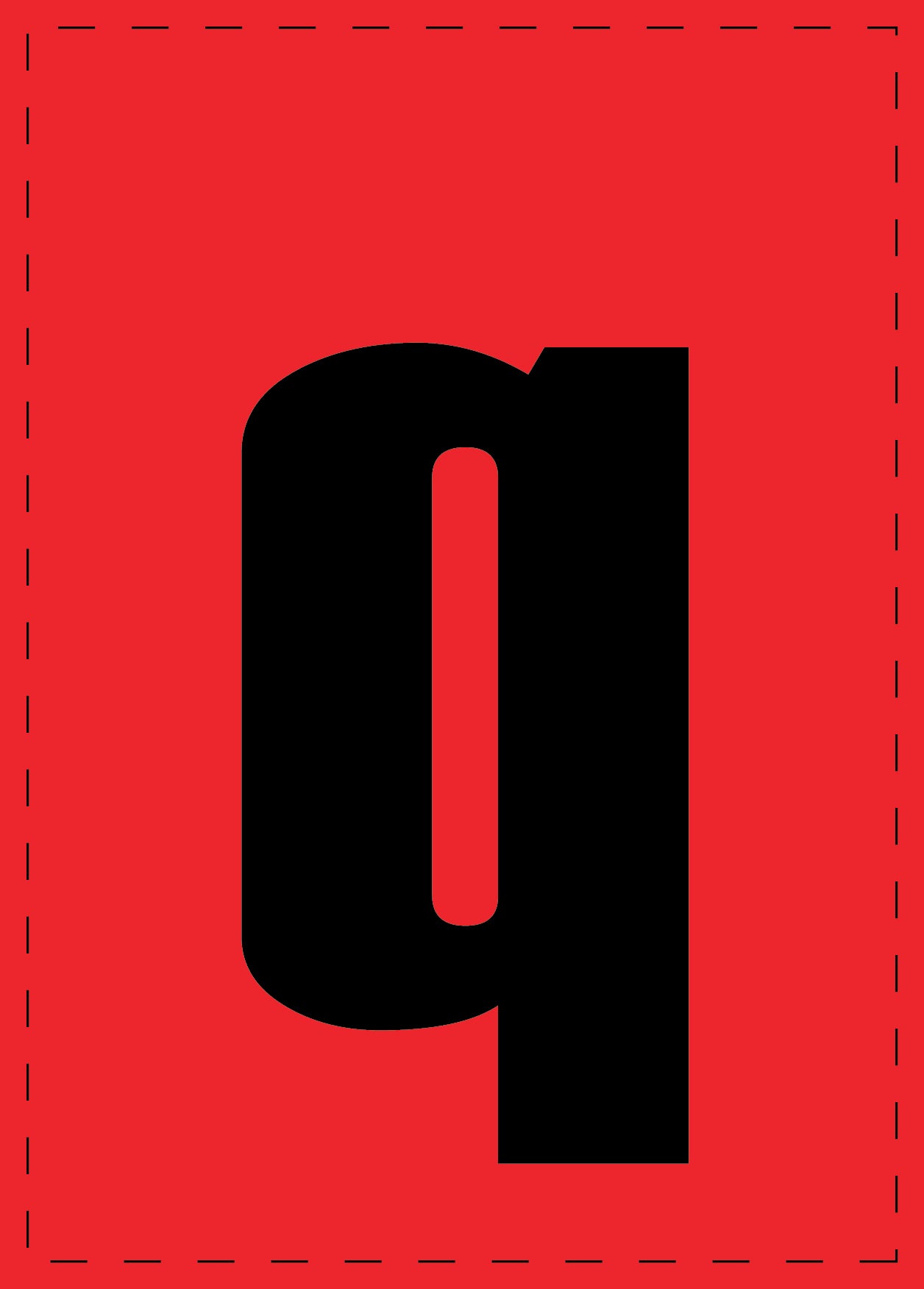 Buchstabe q Klebebuchstaben und Zahlenaufkleber schwarze Schrift roter Hintergrund ES-BKPVC-Q
