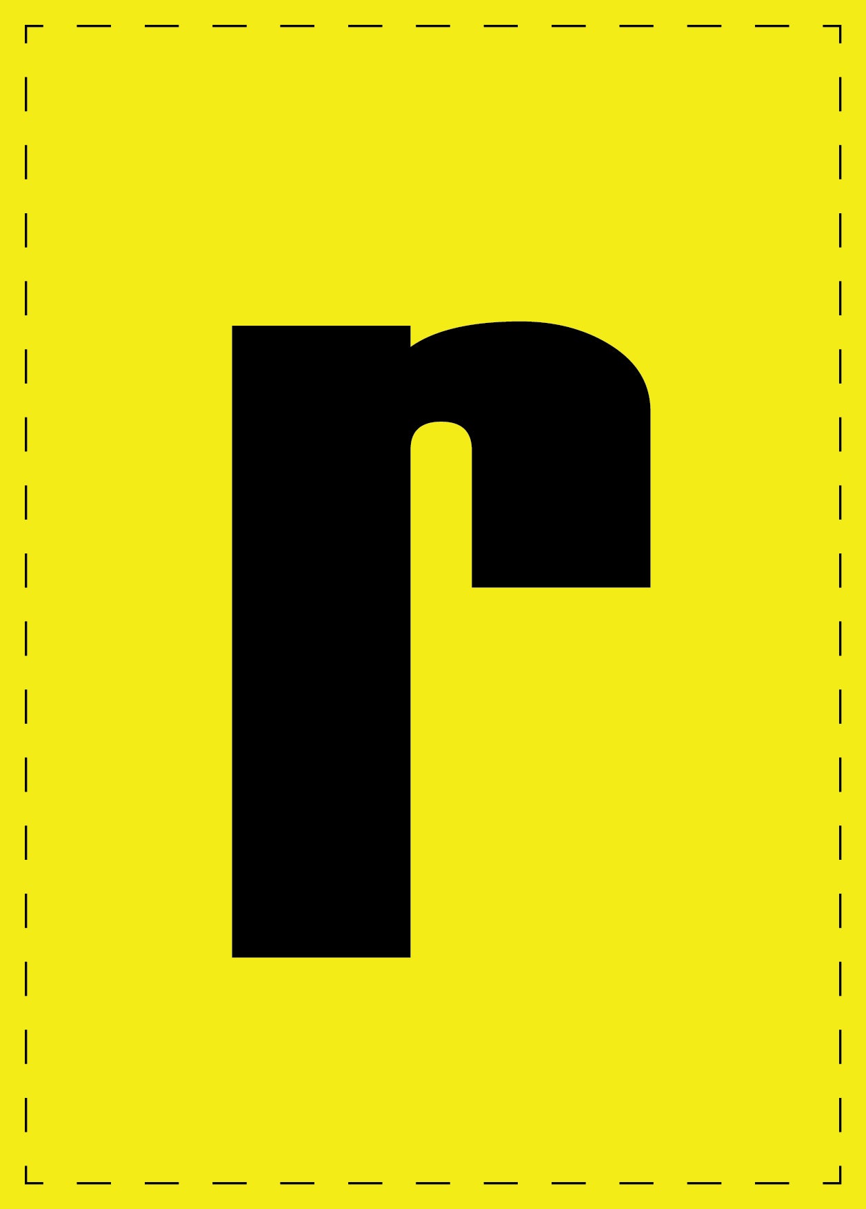 Buchstabe r Klebebuchstaben und Zahlenaufkleber schwarze Schrift gelber Hintergrund ES-BGPVC-r-3