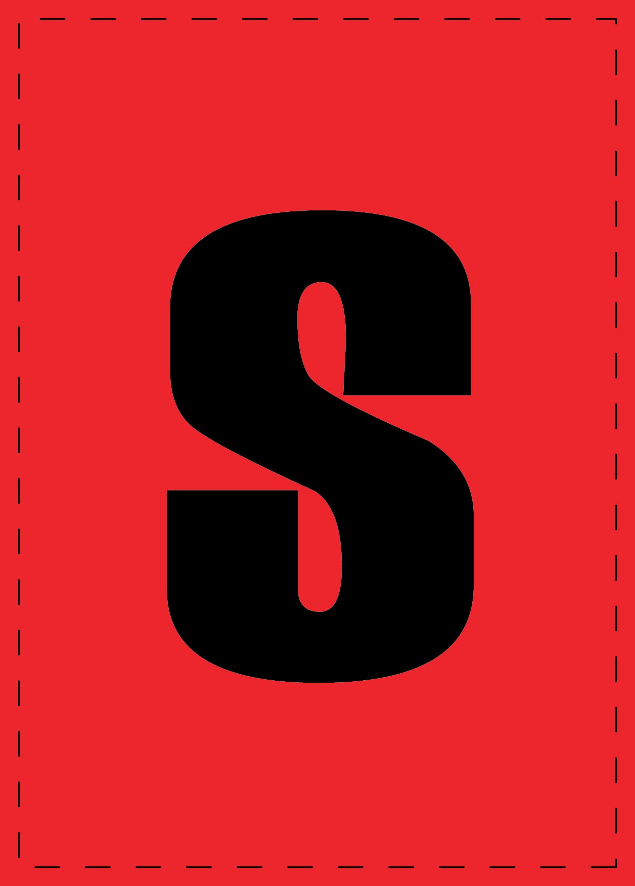 Buchstabe s Klebebuchstaben und Zahlenaufkleber schwarze Schrift roter Hintergrund ES-BKPVC-S