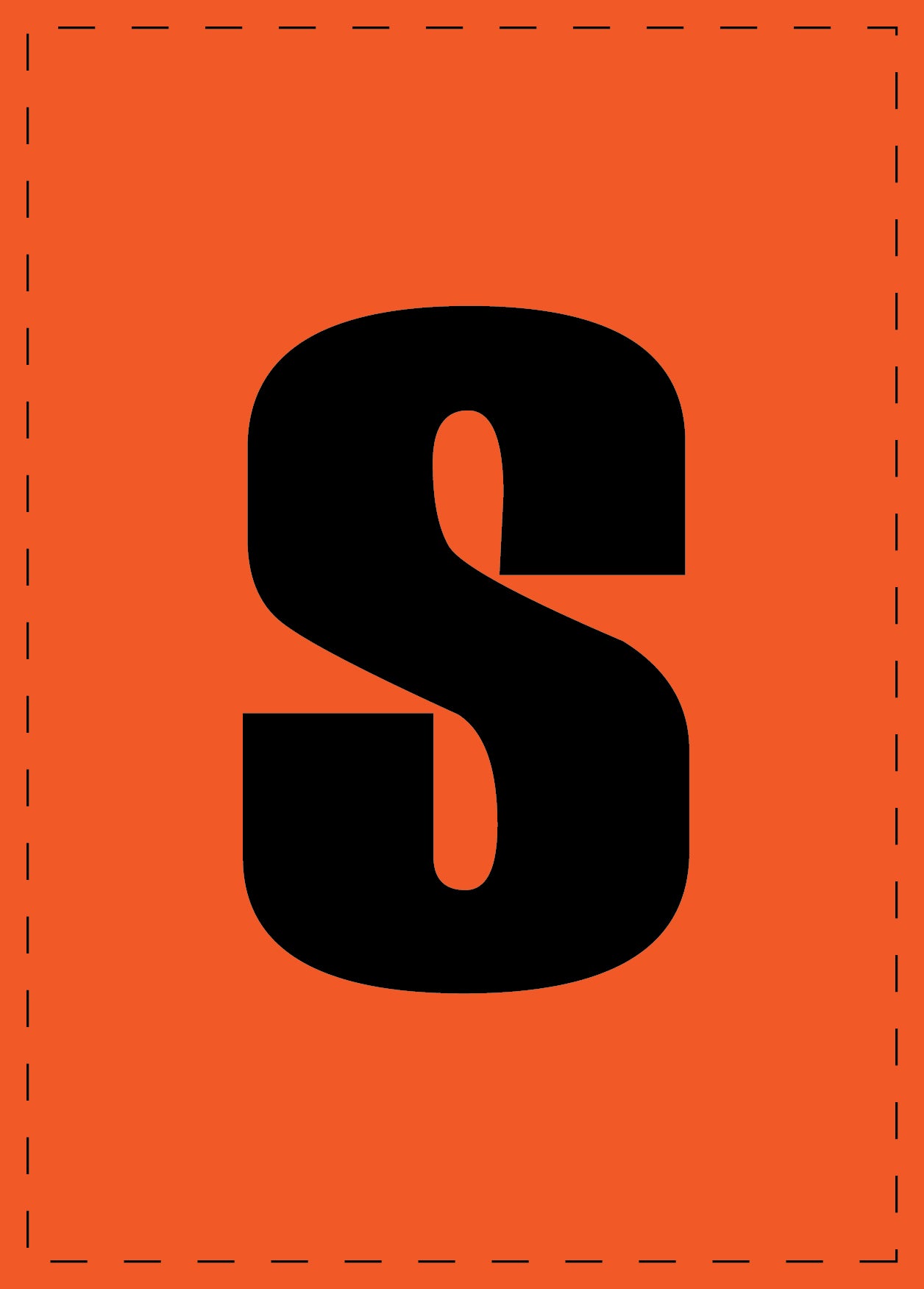 Klebebuchstaben "s" und Zahlenaufkleber schwarze Schrift orange Hintergrund ES-BKPVC-S