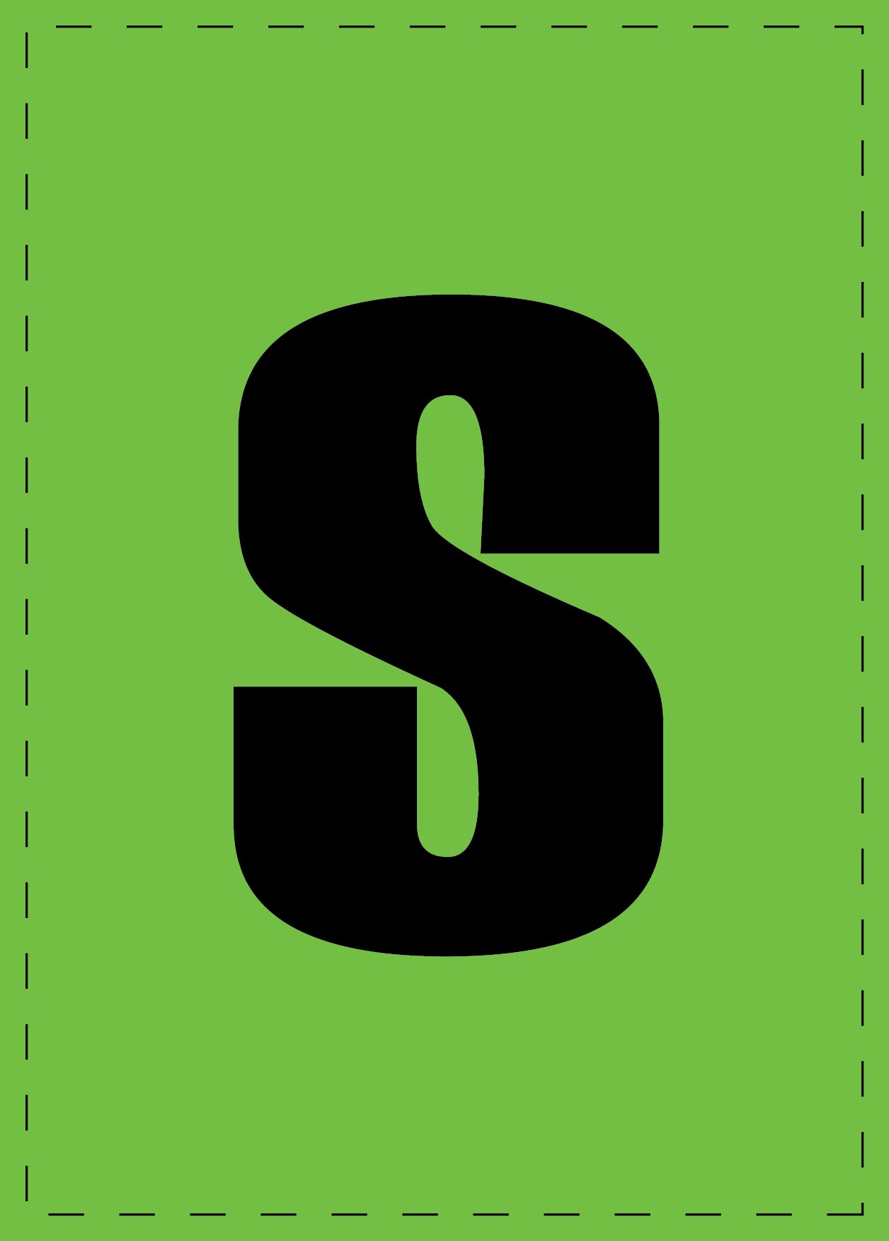Buchstabe "s" Klebebuchstaben und Zahlenaufkleber schwarze Schrift grüner Hintergrund ES-BKPVC-S